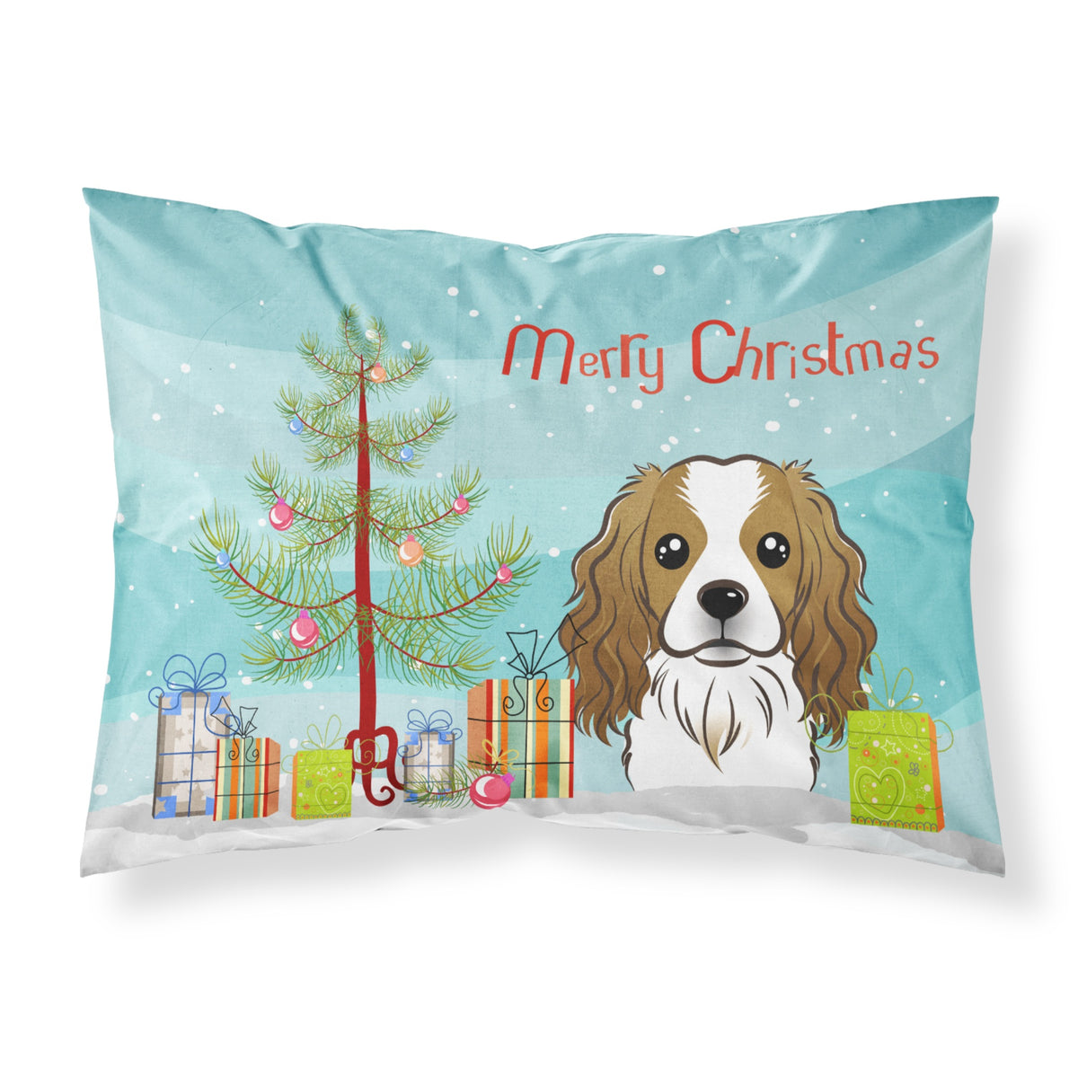 'Caroline'S Treasures Bb1596Pillowcase Christmas Tree And Cavalier Spaniel Fabric Standard Pillowcase, Large, Multicolor'