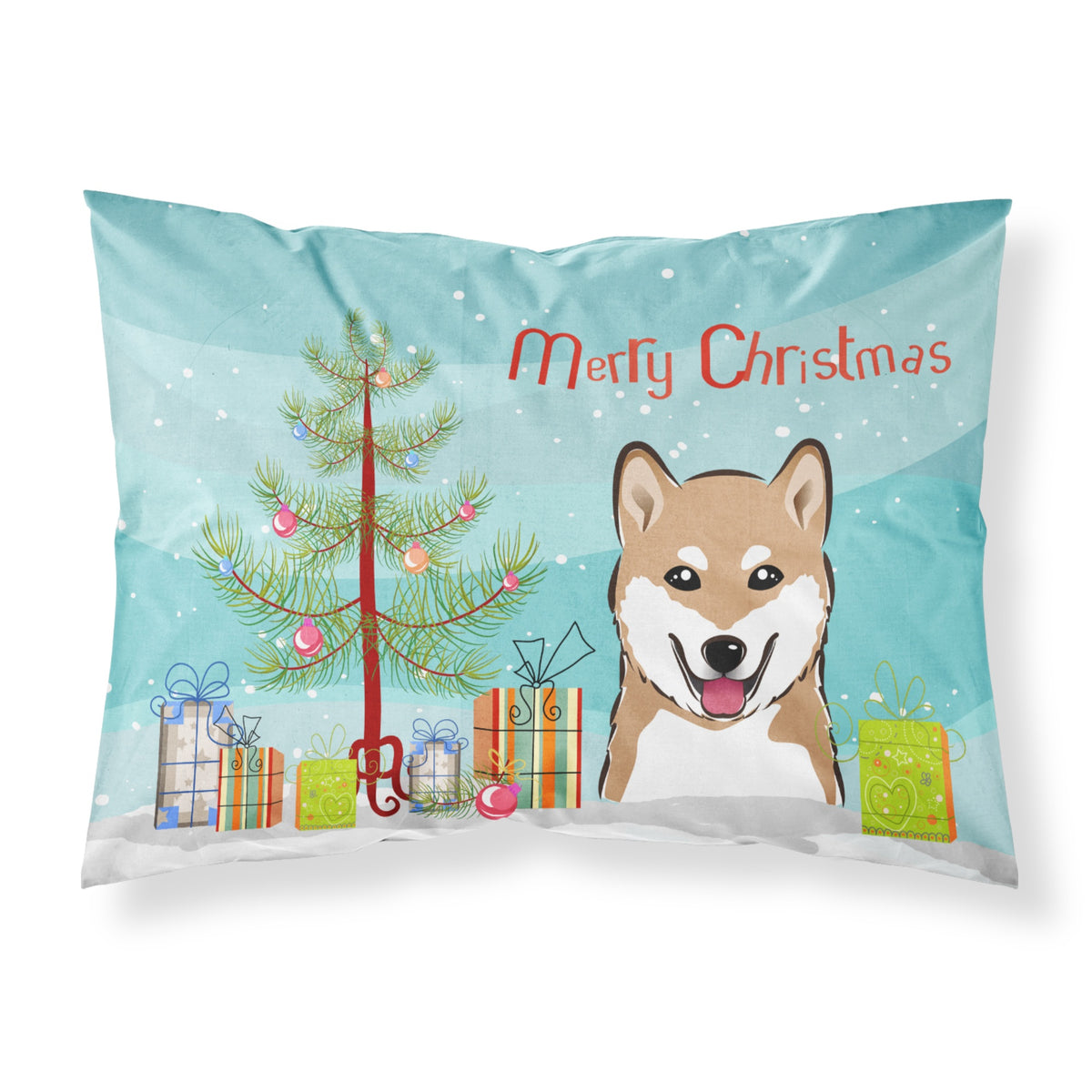 'Caroline'S Treasures Bb1597Pillowcase Christmas Tree And Shiba Inu Fabric Standard Pillowcase, Large, Multicolor'