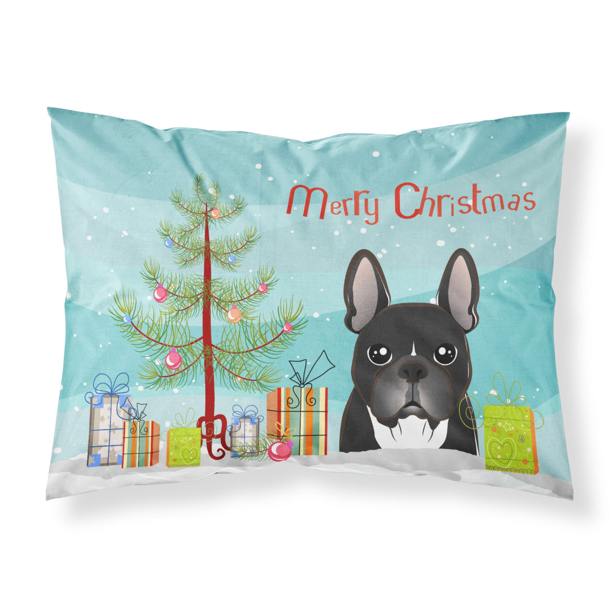 'Caroline'S Treasures Bb1599Pillowcase Christmas Tree And French Bulldog Fabric Standard Pillowcase, Large, Multicolor'