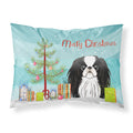 'Caroline'S Treasures Bb1602Pillowcase Christmas Tree And Japanese Chin Fabric Standard Pillowcase, Large, Multicolor'
