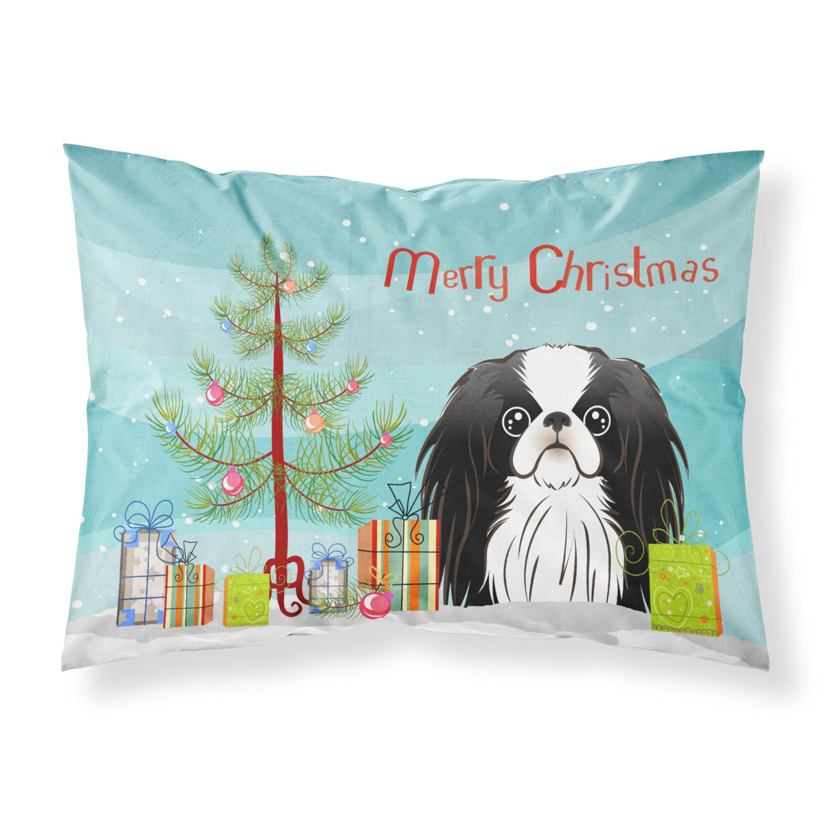'Caroline'S Treasures Bb1602Pillowcase Christmas Tree And Japanese Chin Fabric Standard Pillowcase, Large, Multicolor'