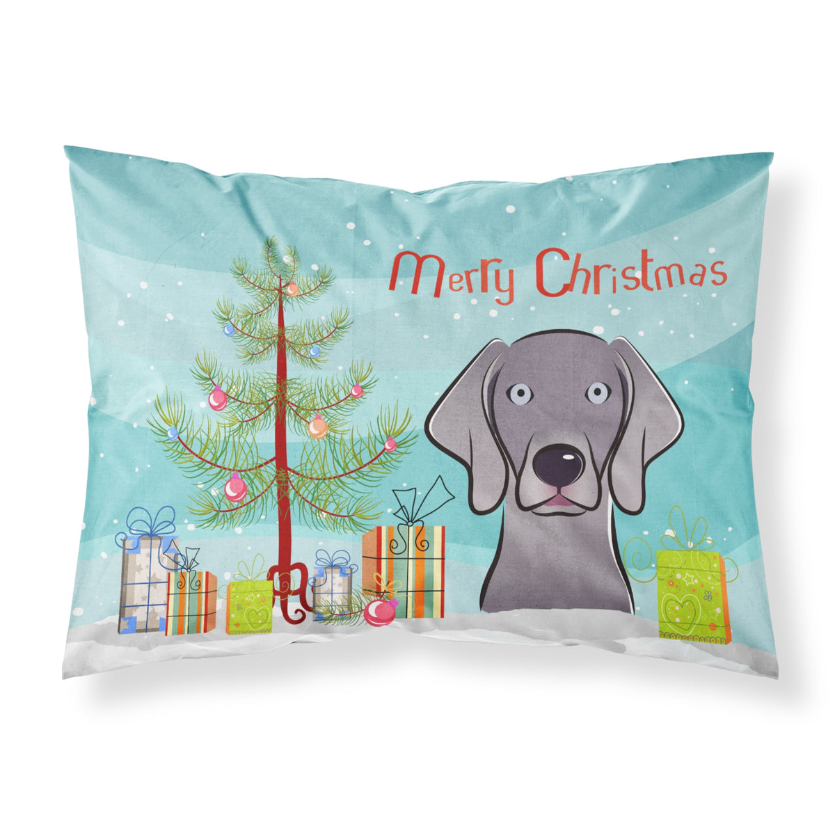 'Caroline'S Treasures Bb1603Pillowcase Christmas Tree And Weimaraner Fabric Standard Pillowcase, Large, Multicolor'