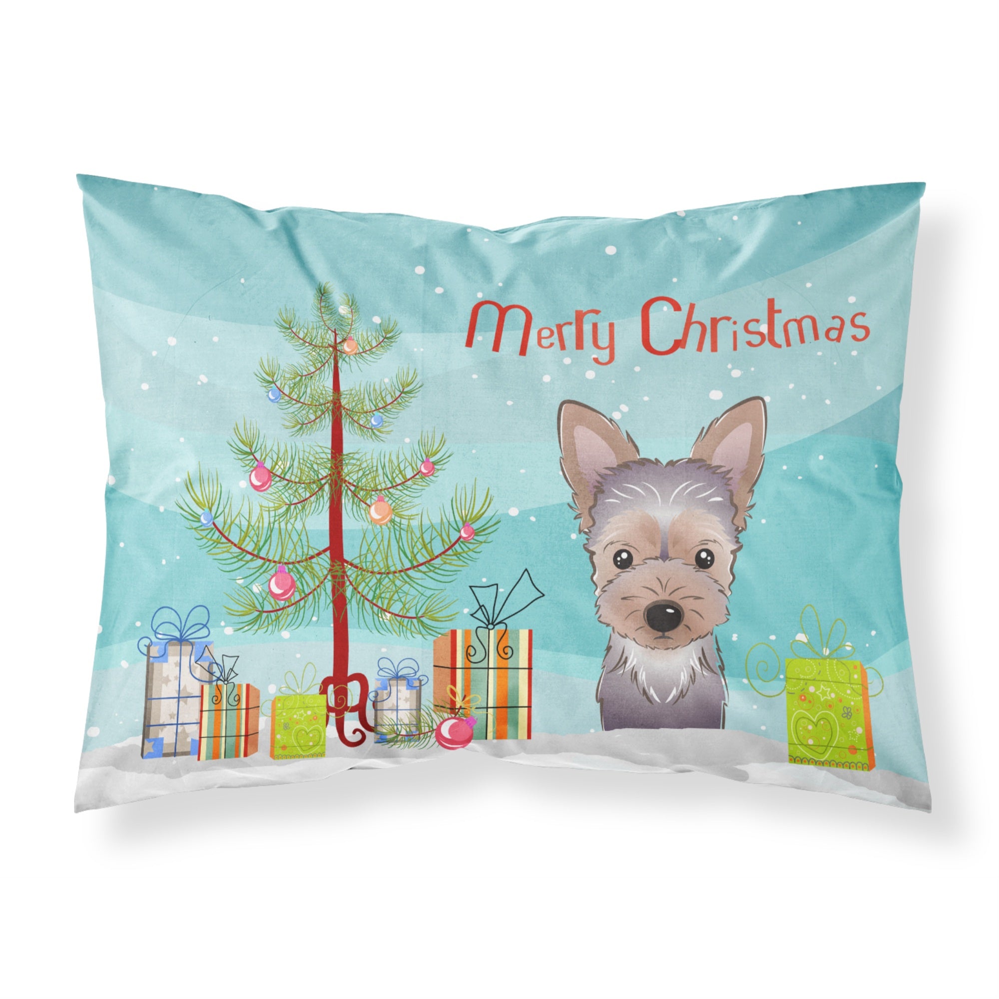'Caroline'S Treasures Bb1604Pillowcase Christmas Tree And Yorkie Puppy Fabric Standard Pillowcase, Large, Multicolor'