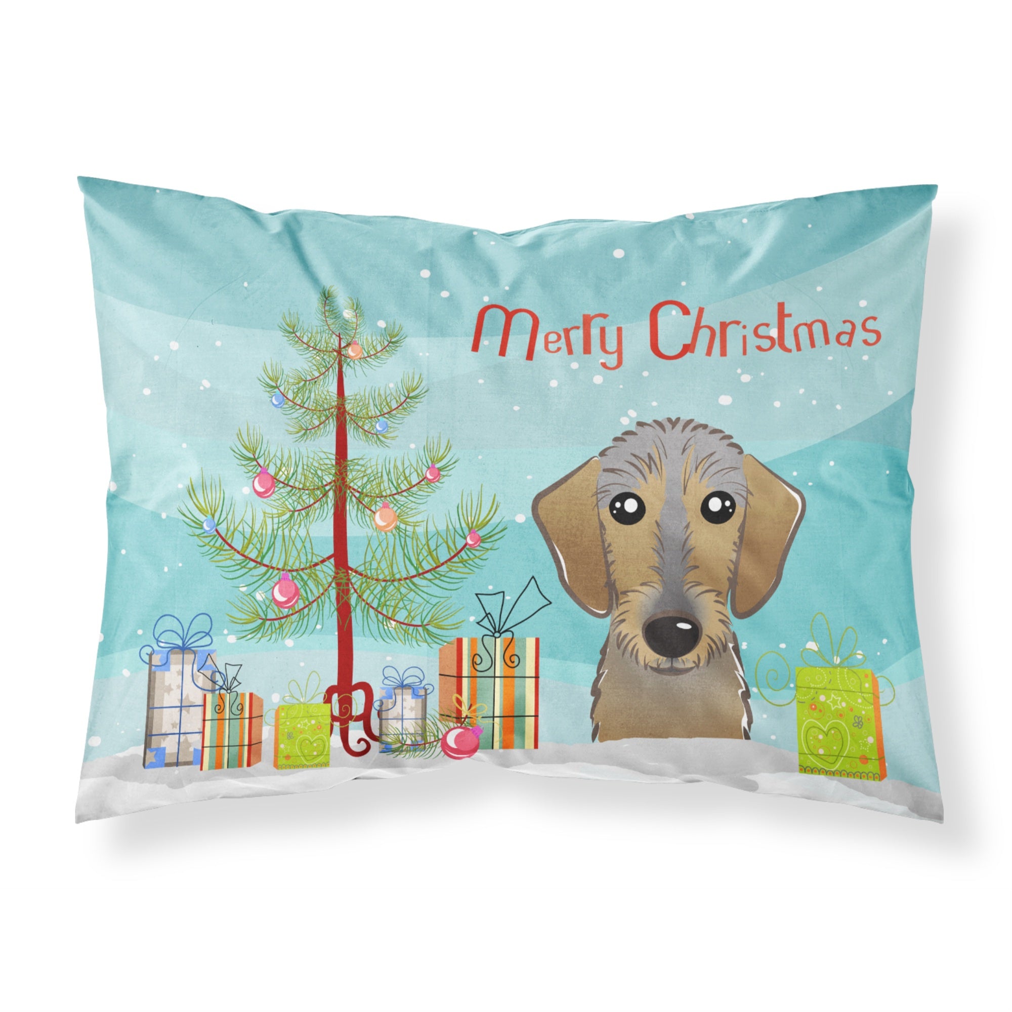 'Caroline'S Treasures Bb1605Pillowcase Christmas Tree And Wirehaired Dachshund Fabric Standard Pillowcase, Large, Multicolor'