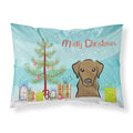'Caroline'S Treasures Bb1606Pillowcase Christmas Tree And Chocolate Labrador Fabric Standard Pillowcase, Large, Multicolor'