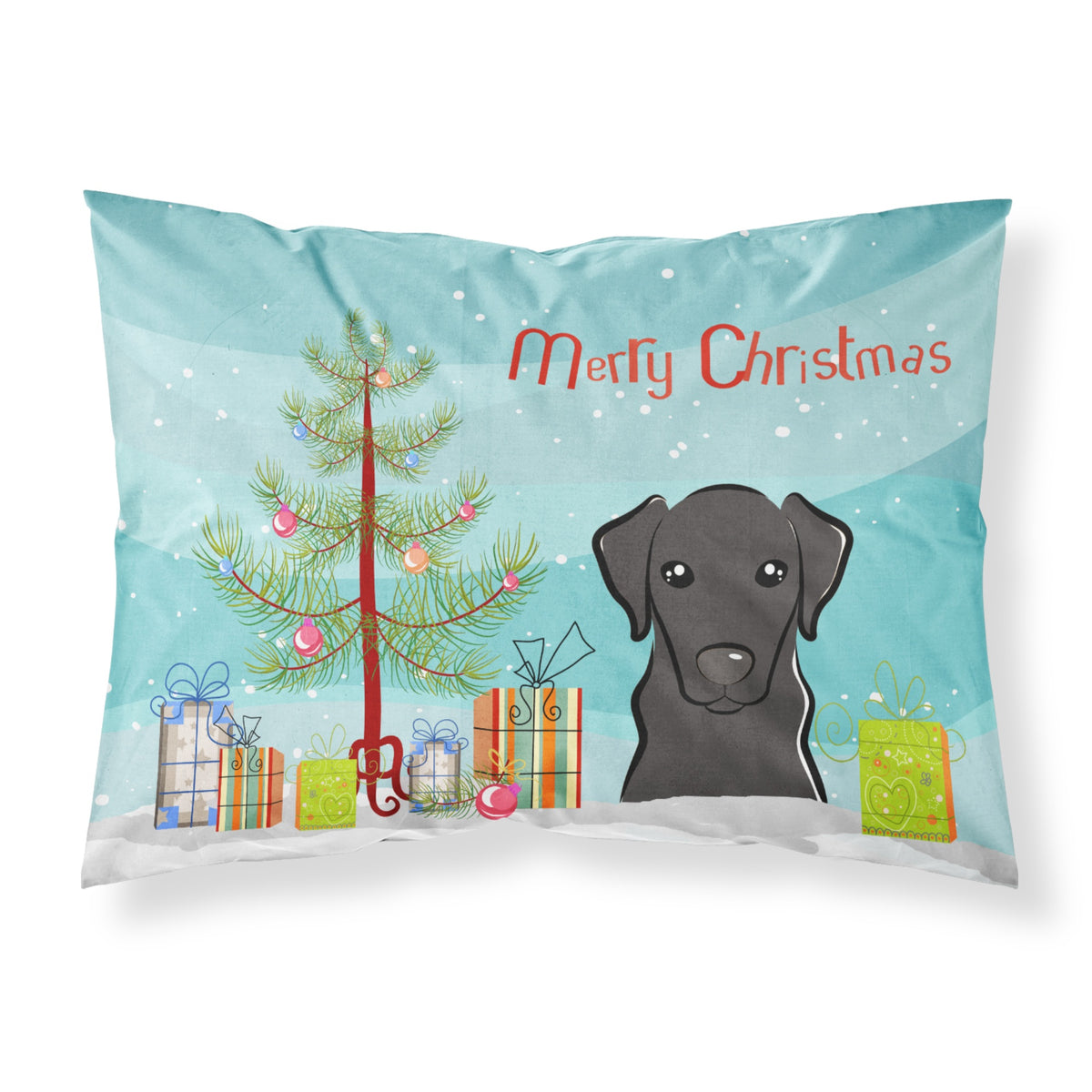 'Caroline'S Treasures Bb1607Pillowcase Christmas Tree And Black Labrador Fabric Standard Pillowcase, Large, Multicolor'
