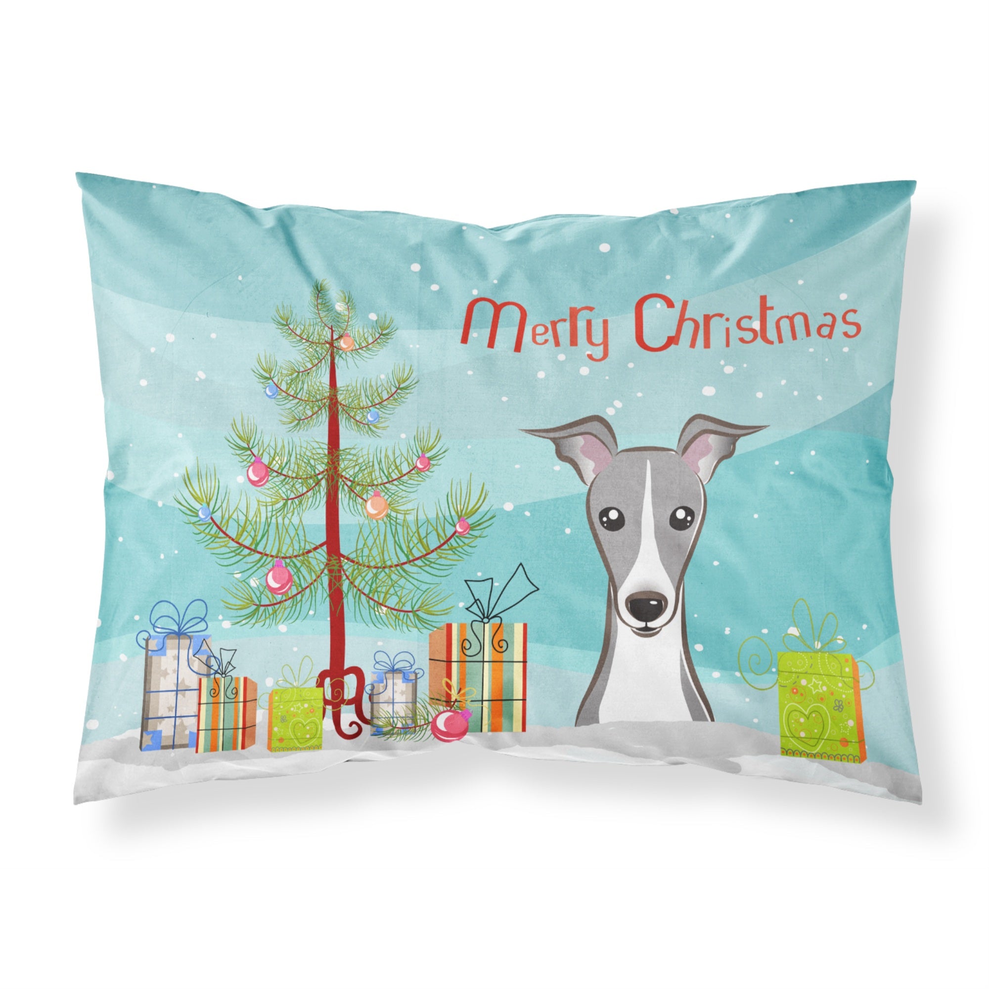 'Caroline'S Treasures Bb1608Pillowcase Christmas Tree And Italian Greyhound Fabric Standard Pillowcase, Large, Multicolor'