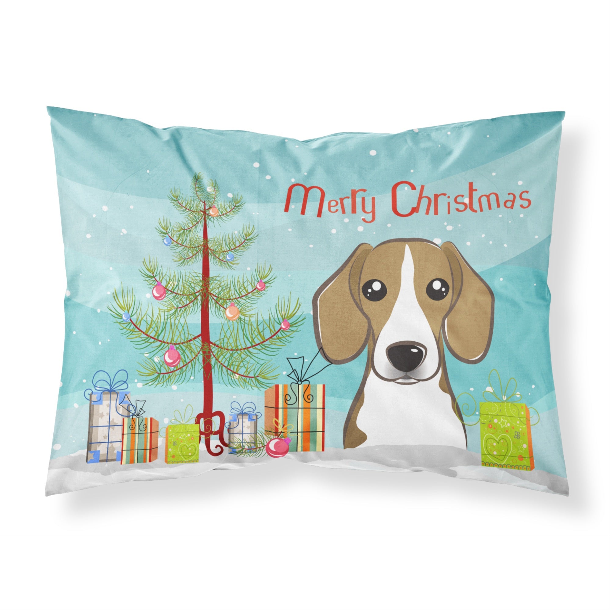 'Caroline'S Treasures Bb1611Pillowcase Christmas Tree And Beagle Fabric Standard Pillowcase, Large, Multicolor'