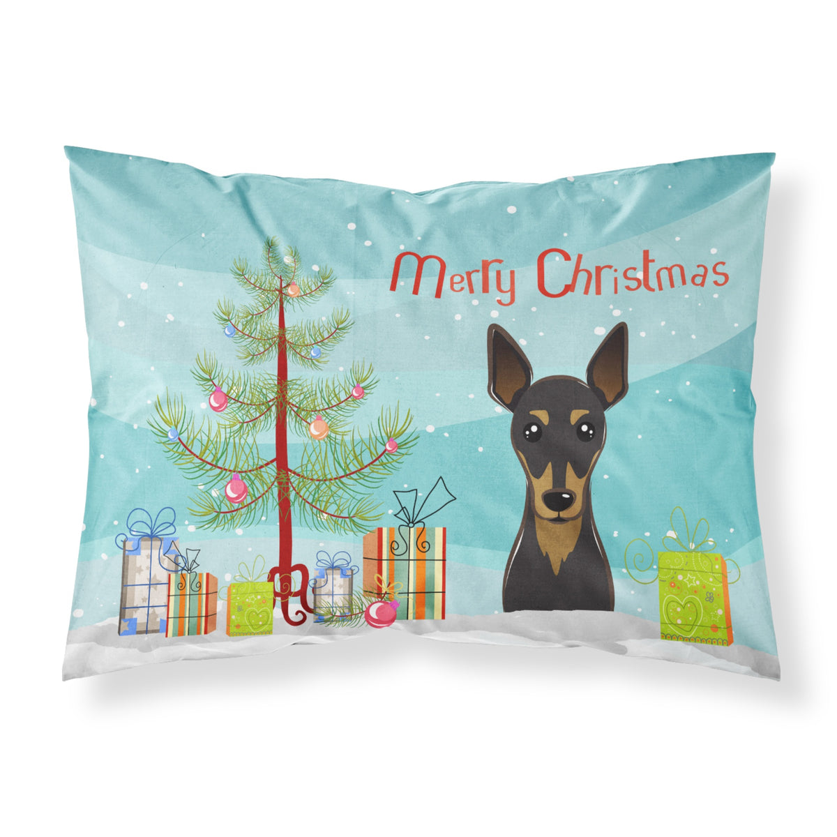 'Caroline'S Treasures Bb1612Pillowcase Christmas Tree And Min Pin Fabric Standard Pillowcase, Large, Multicolor'