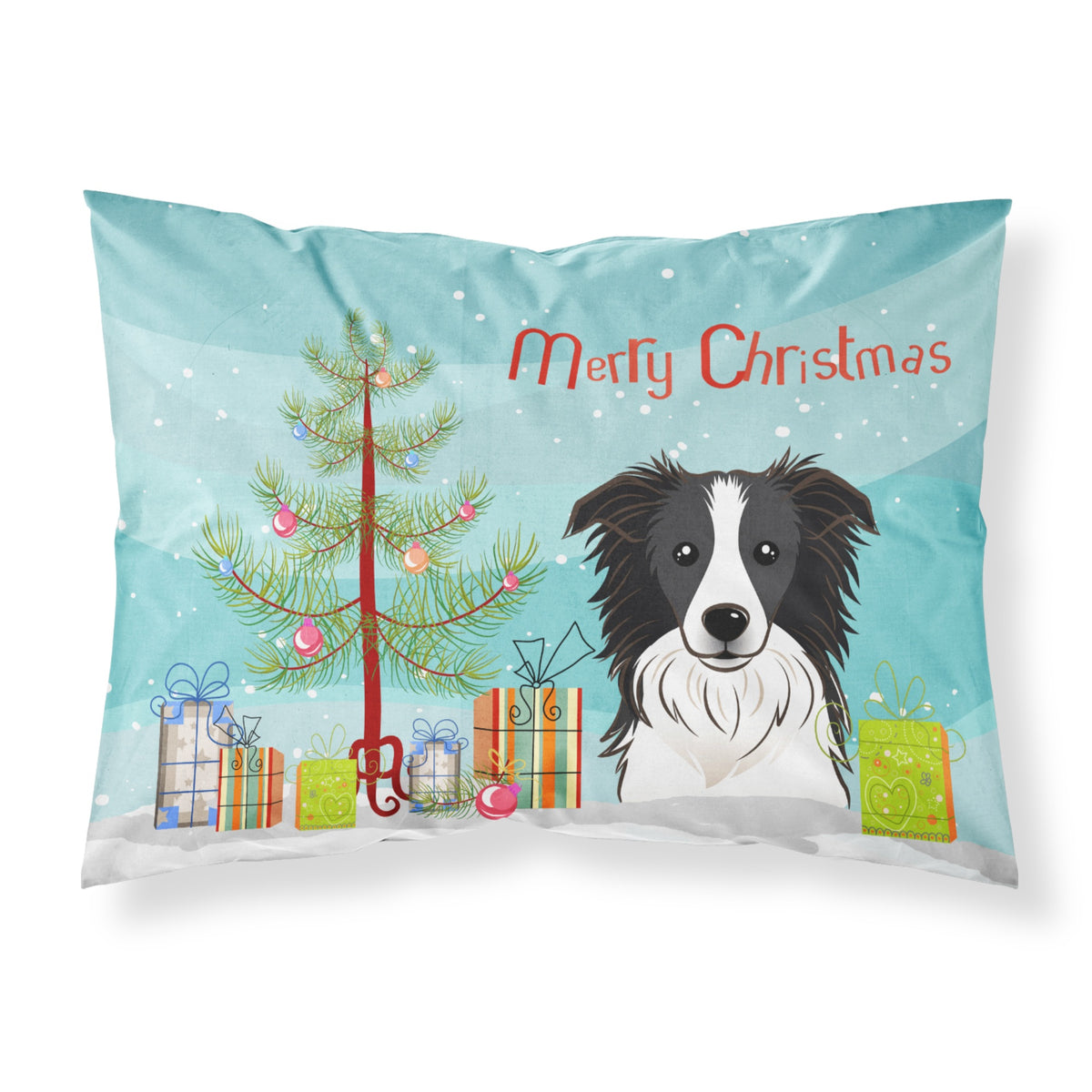 'Caroline'S Treasures Bb1613Pillowcase Christmas Tree And Border Collie Fabric Standard Pillowcase, Large, Multicolor'