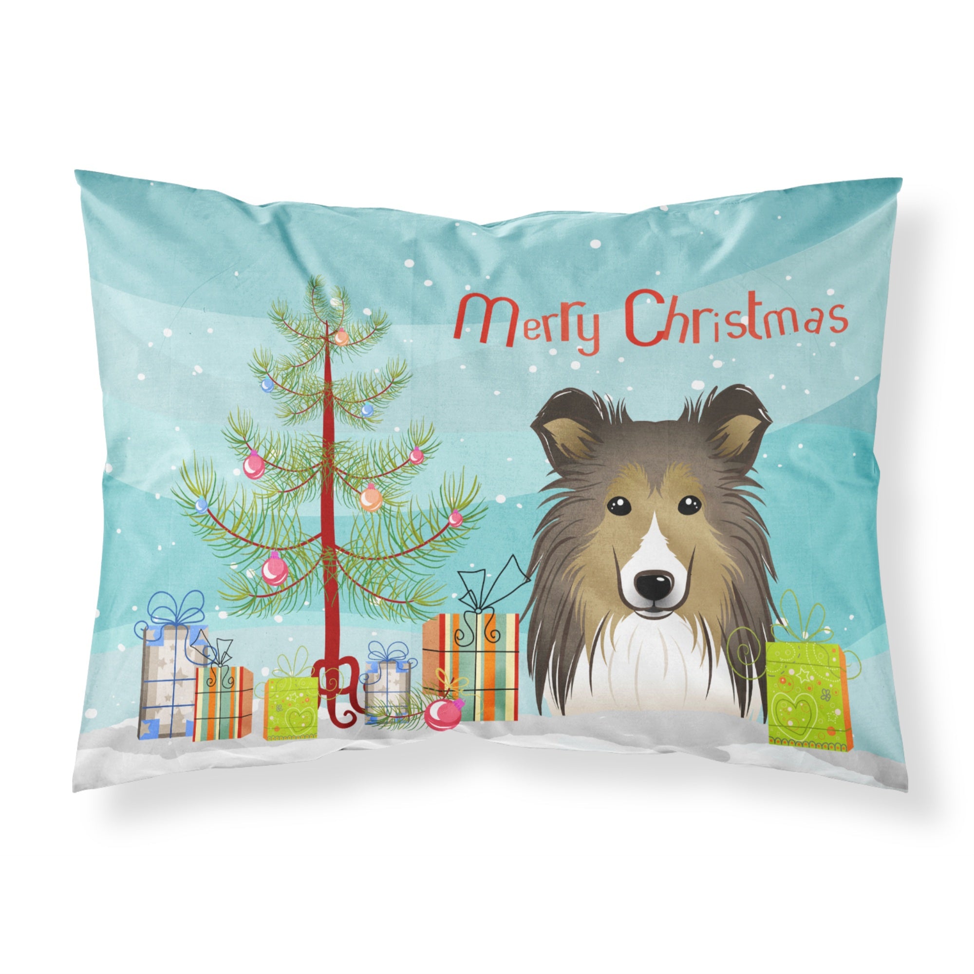 'Caroline'S Treasures Bb1614Pillowcase Christmas Tree And Sheltie Fabric Standard Pillowcase, Large, Multicolor'