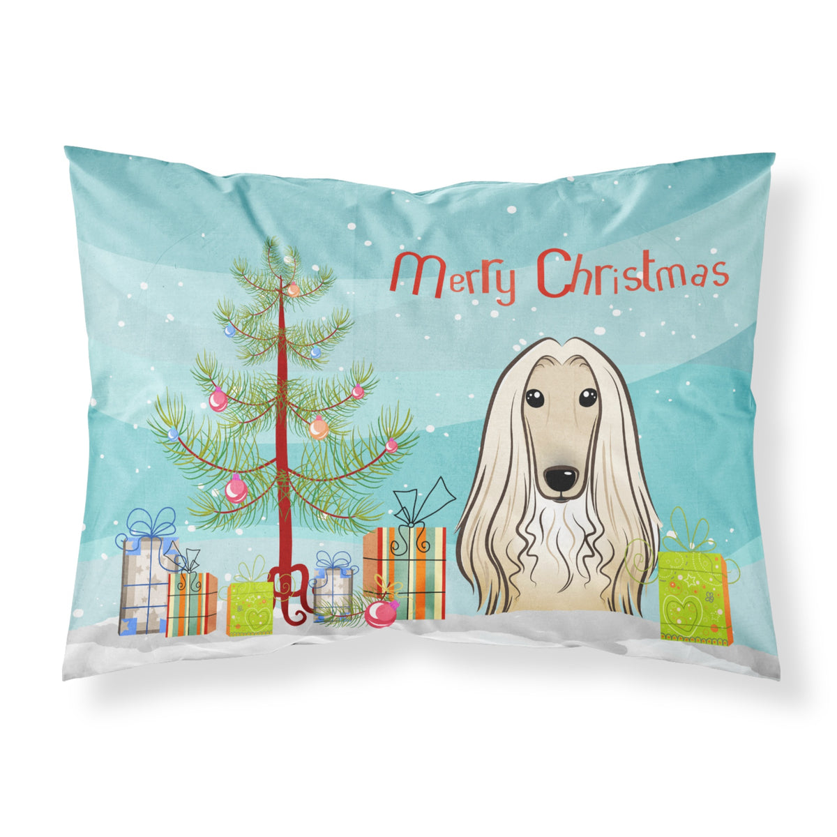 'Caroline'S Treasures Bb1616Pillowcase Christmas Tree And Afghan Hound Fabric Standard Pillowcase, Large, Multicolor'