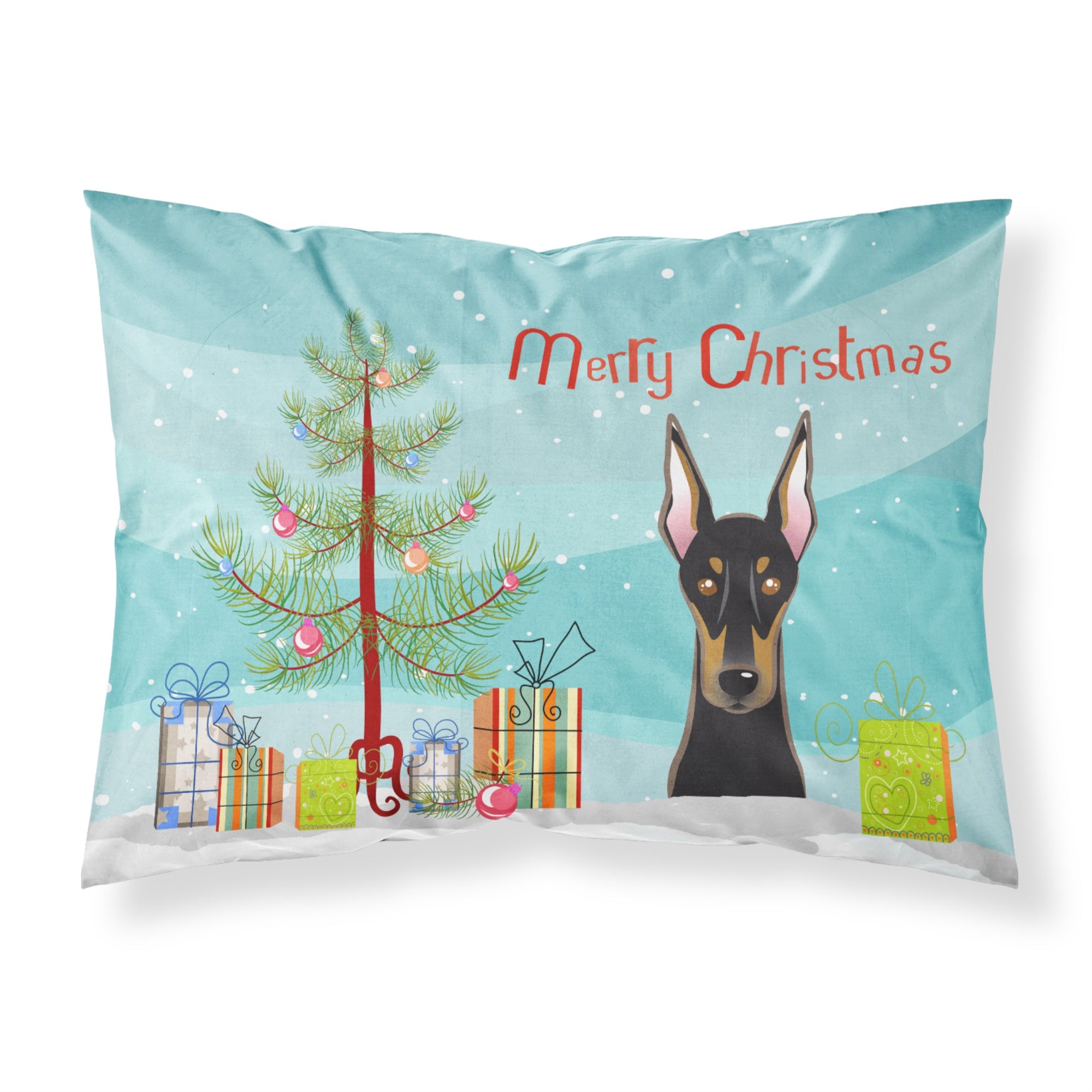 'Caroline'S Treasures Bb1617Pillowcase Christmas Tree And Doberman Fabric Standard Pillowcase, Large, Multicolor'