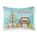 'Caroline'S Treasures Bb1621Pillowcase Christmas Tree And Chocolate Brown Shih Tzu Fabric Standard Pillowcase, Large, Multicolo