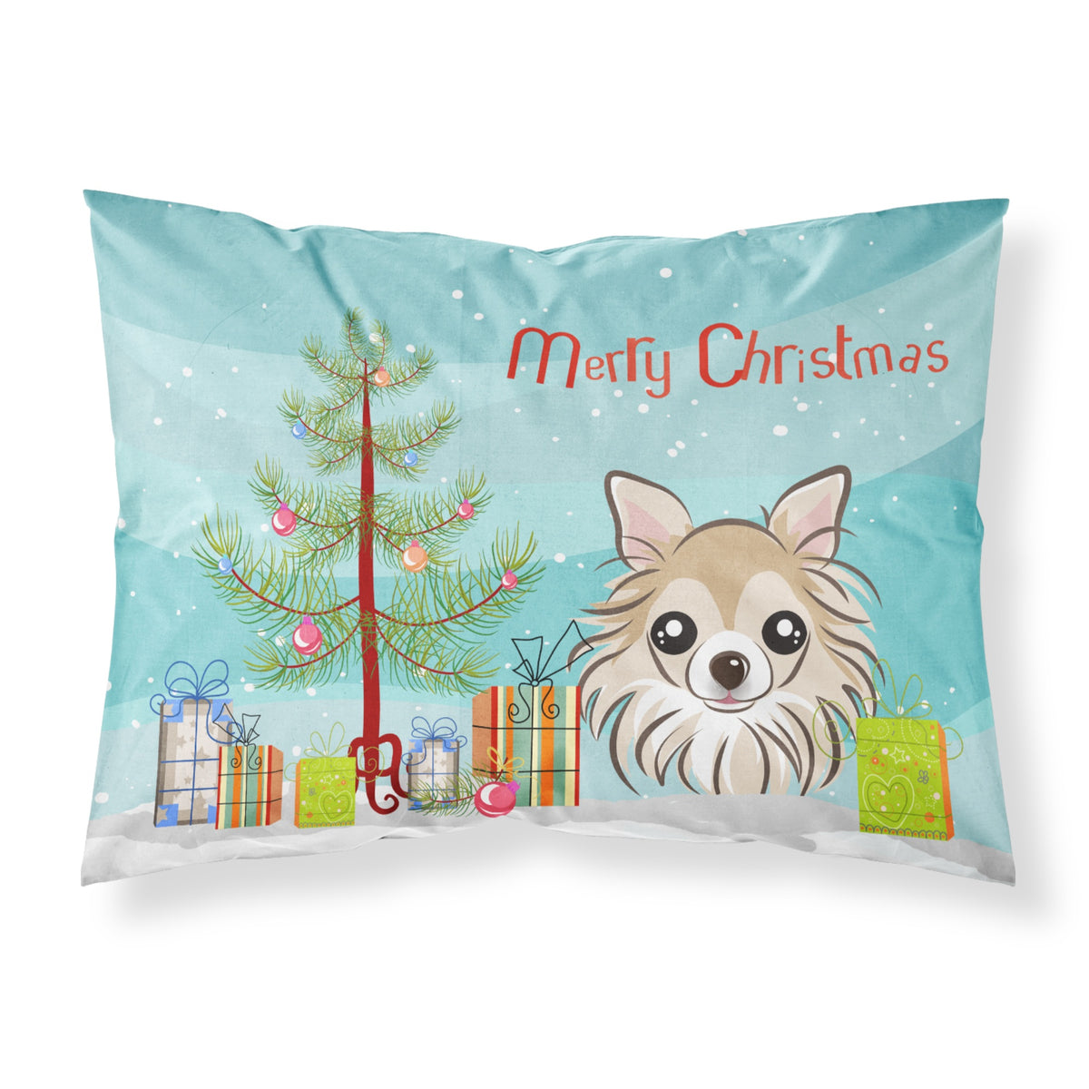 'Caroline'S Treasures Bb1623Pillowcase Christmas Tree And Chihuahua Fabric Standard Pillowcase, Large, Multicolor'