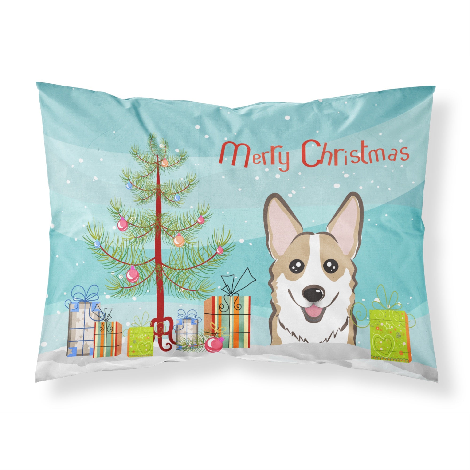 'Caroline'S Treasures Bb1625Pillowcase Christmas Tree And Sable Corgi Fabric Standard Pillowcase, Large, Multicolor'
