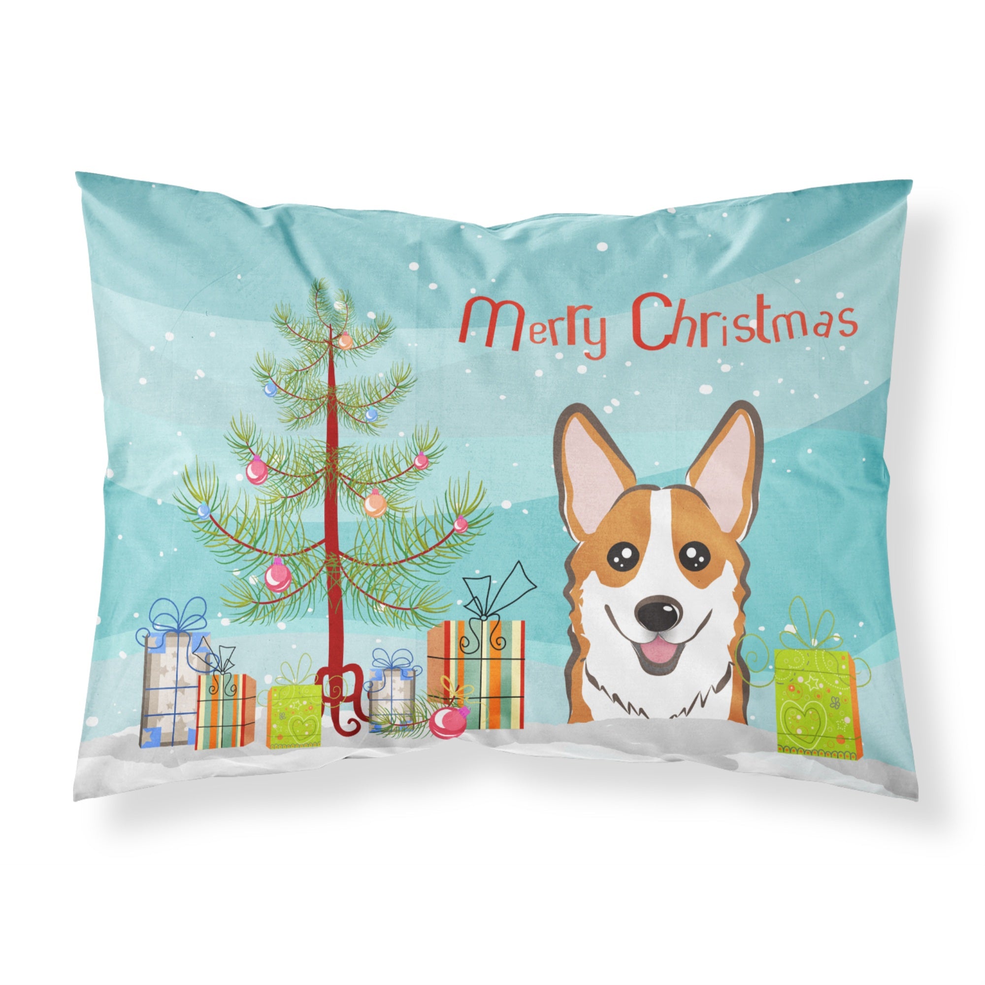 'Caroline'S Treasures Bb1626Pillowcase Christmas Tree And Red Corgi Fabric Standard Pillowcase, Large, Multicolor'