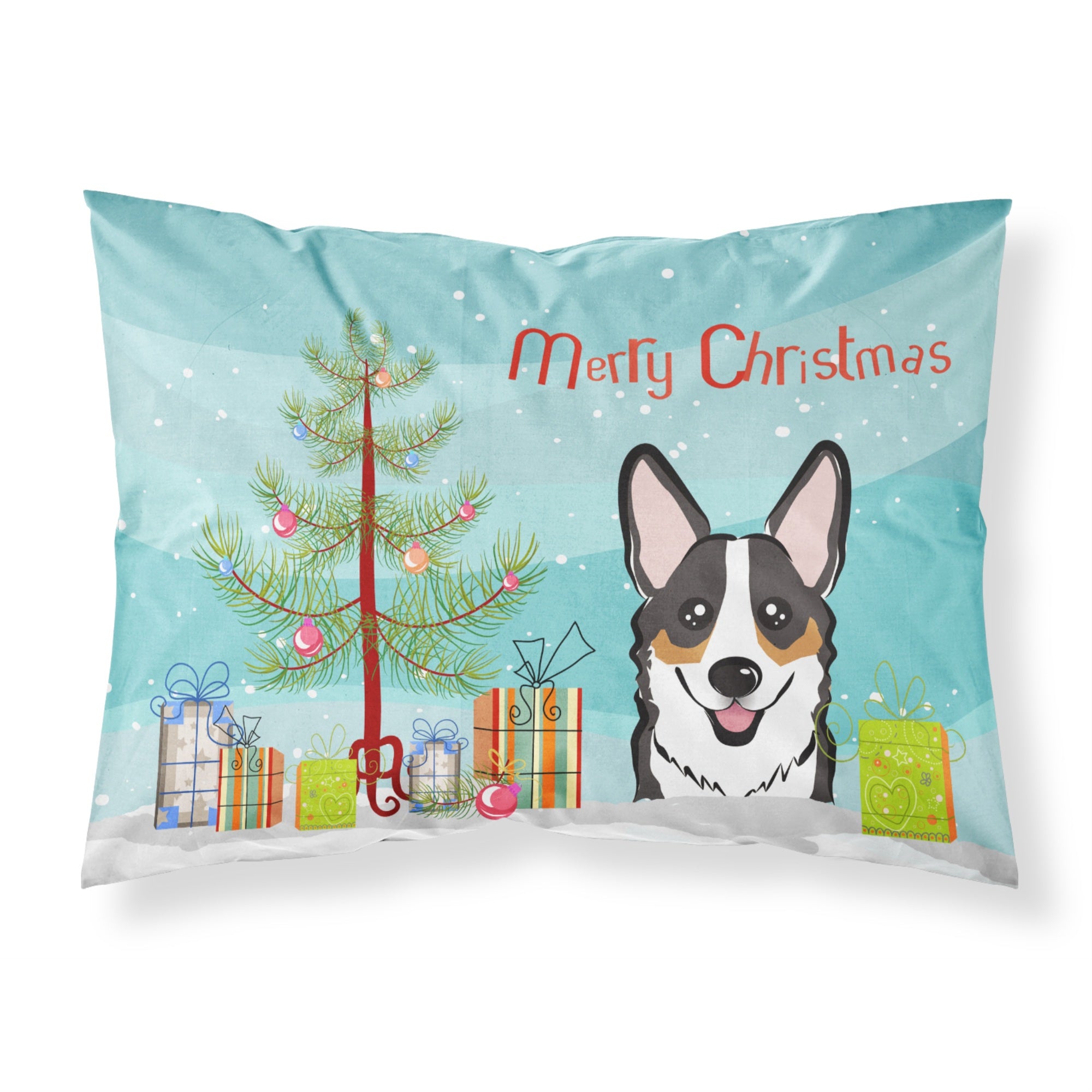 'Caroline'S Treasures Bb1627Pillowcase Christmas Tree And Tricolor Corgi Fabric Standard Pillowcase, Large, Multicolor'