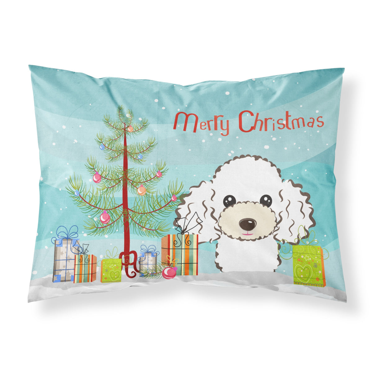 'Caroline'S Treasures Bb1629Pillowcase Christmas Tree And White Poodle Fabric Standard Pillowcase, Large, Multicolor'