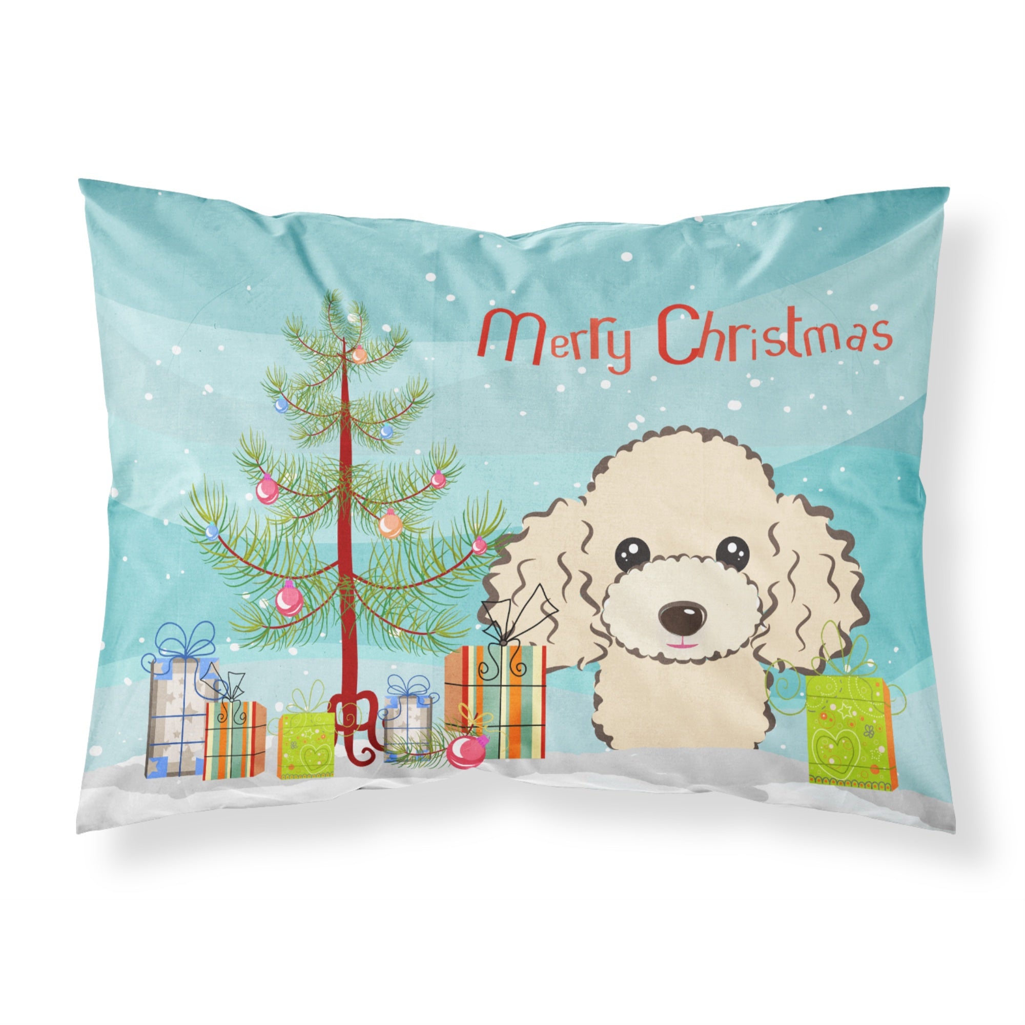 'Caroline'S Treasures Bb1630Pillowcase Christmas Tree And Buff Poodle Fabric Standard Pillowcase, Large, Multicolor'