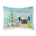 'Caroline'S Treasures Bb1634Pillowcase Christmas Tree And Fawn Pug Fabric Standard Pillowcase, Large, Multicolor'