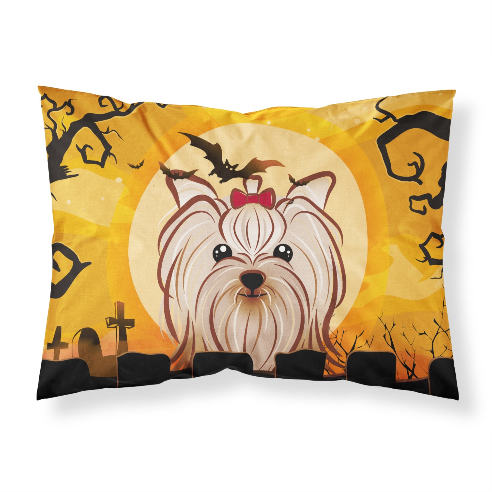 'Caroline'S Treasures Bb1762Pillowcase Halloween Yorkie Yorkshire Terrier Fabric Standard Pillowcase, Large, Multicolor'