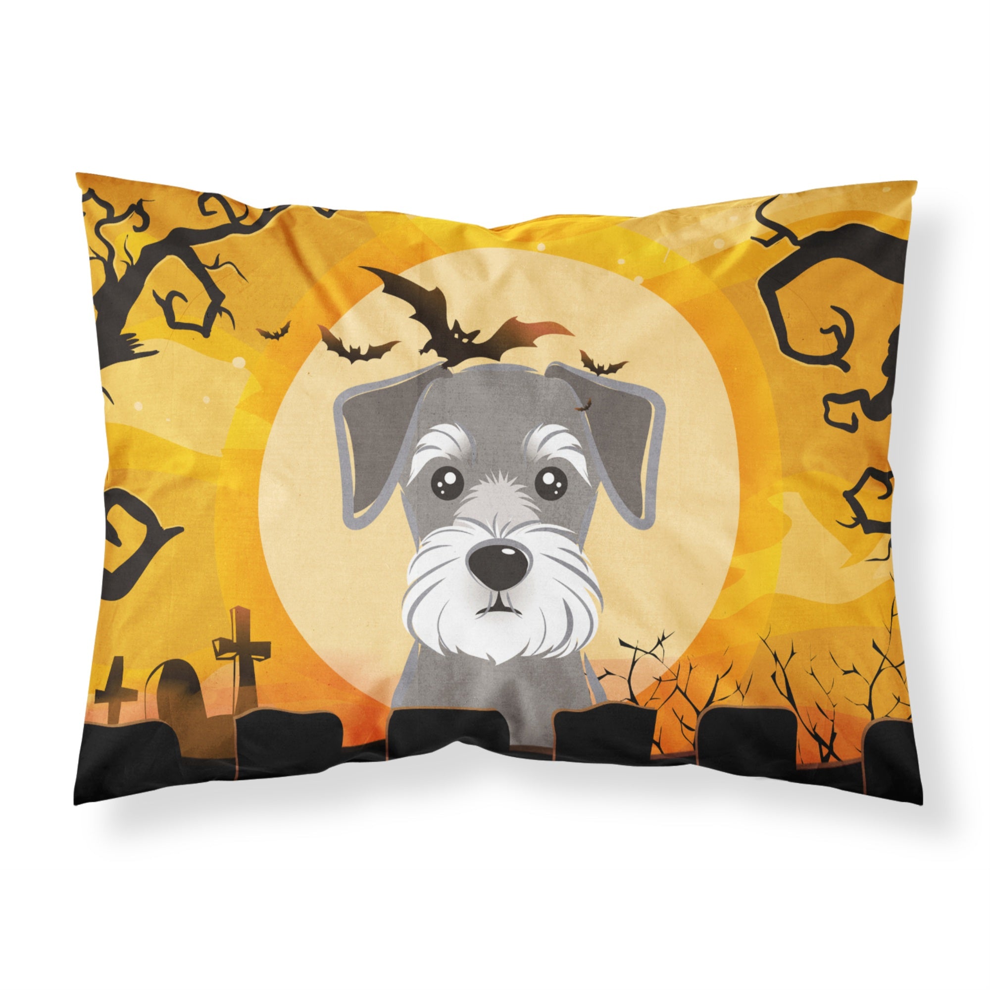 'Caroline'S Treasures Bb1764Pillowcase Halloween Schnauzer Fabric Standard Pillowcase, Large, Multicolor'