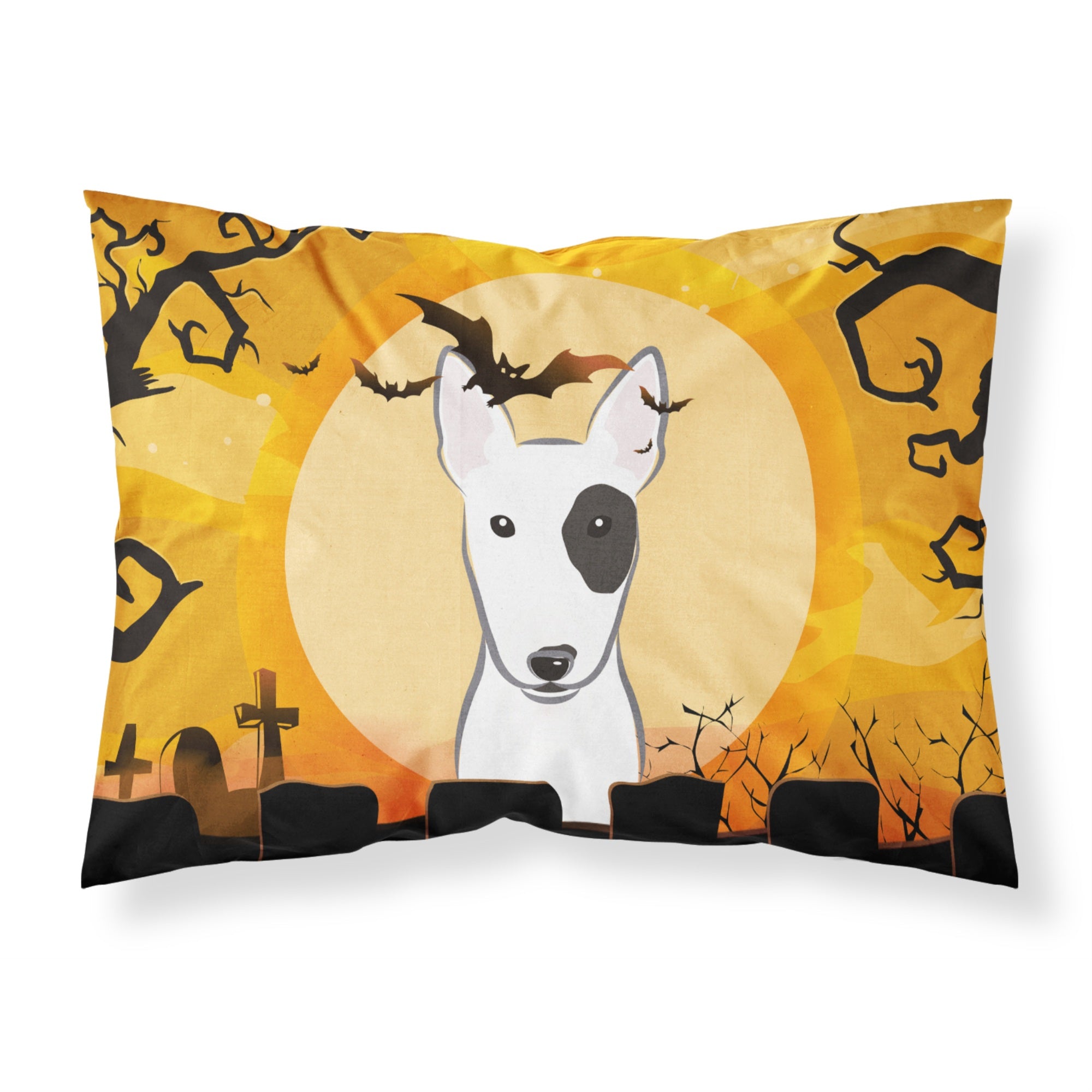 'Caroline'S Treasures Bb1767Pillowcase Halloween Bull Terrier Fabric Standard Pillowcase, Large, Multicolor'
