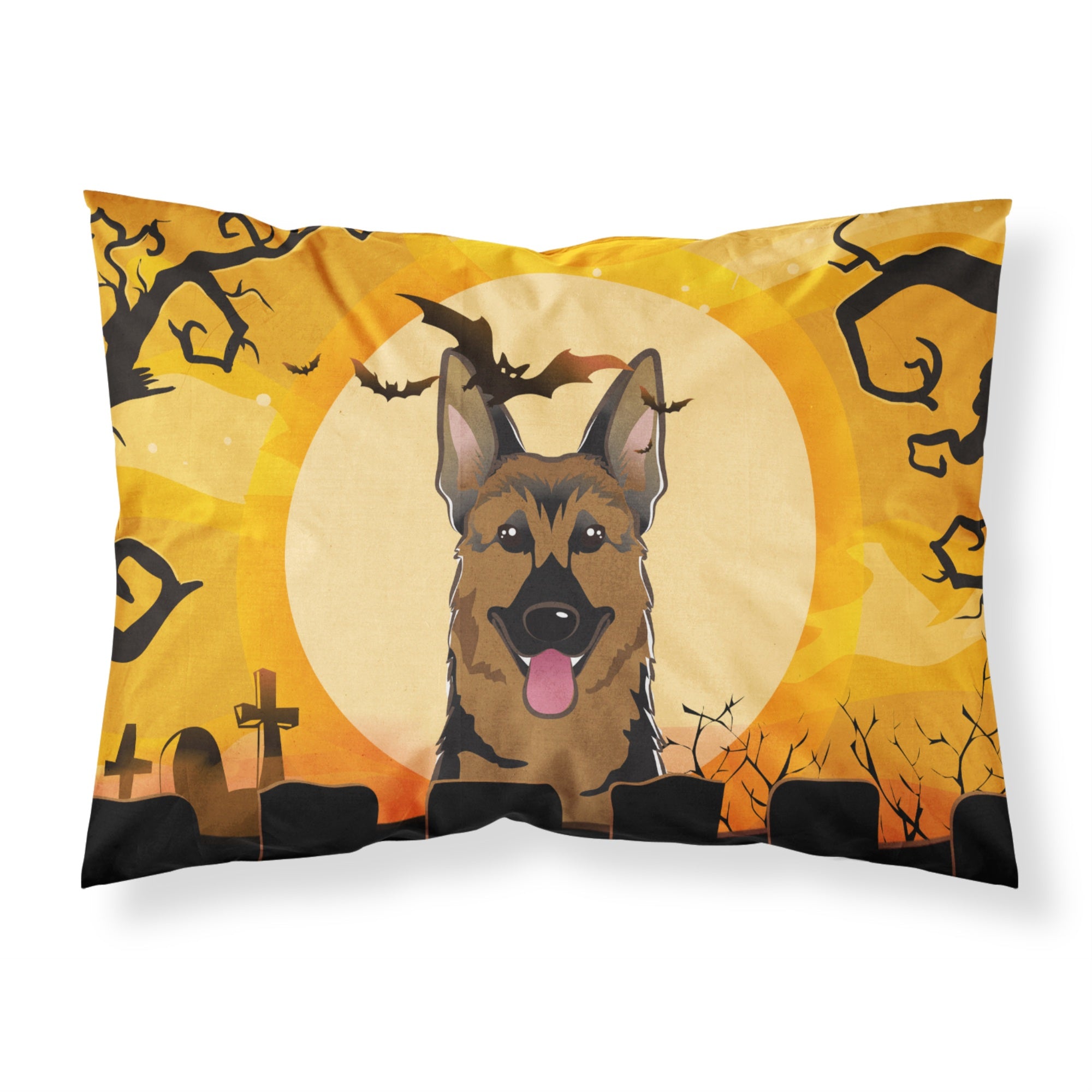 'Caroline'S Treasures Bb1769Pillowcase Halloween German Shepherd Fabric Standard Pillowcase, Large, Multicolor'