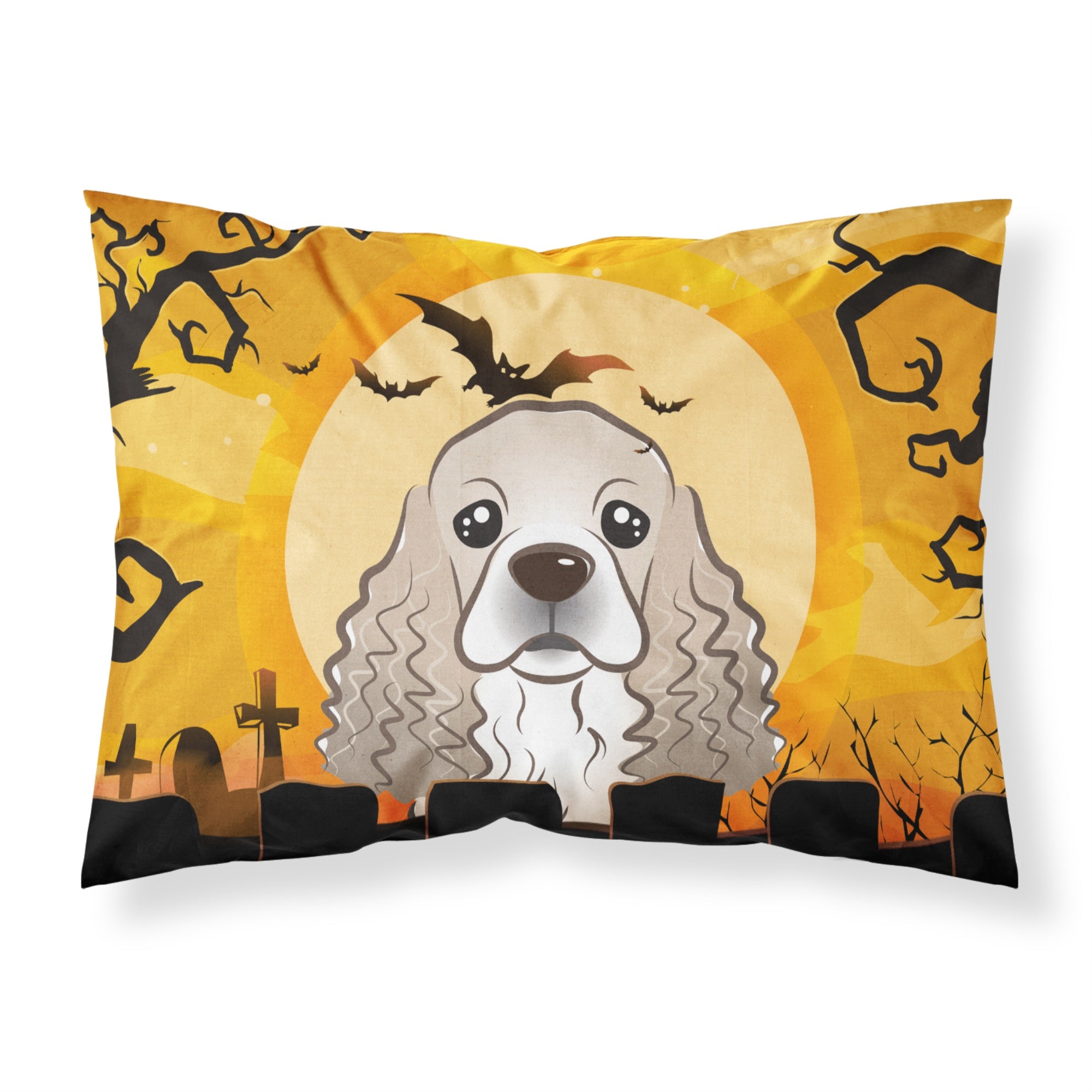 'Caroline'S Treasures Bb1774Pillowcase Halloween Cocker Spaniel Fabric Standard Pillowcase, Large, Multicolor'