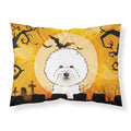 'Caroline'S Treasures Bb1775Pillowcase Halloween Bichon Frise Fabric Standard Pillowcase, Large, Multicolor'