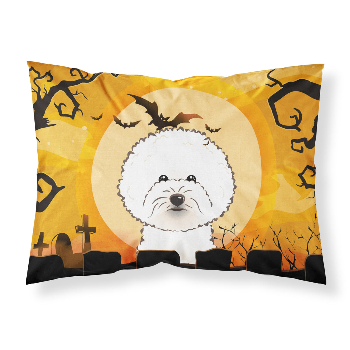 'Caroline'S Treasures Bb1775Pillowcase Halloween Bichon Frise Fabric Standard Pillowcase, Large, Multicolor'