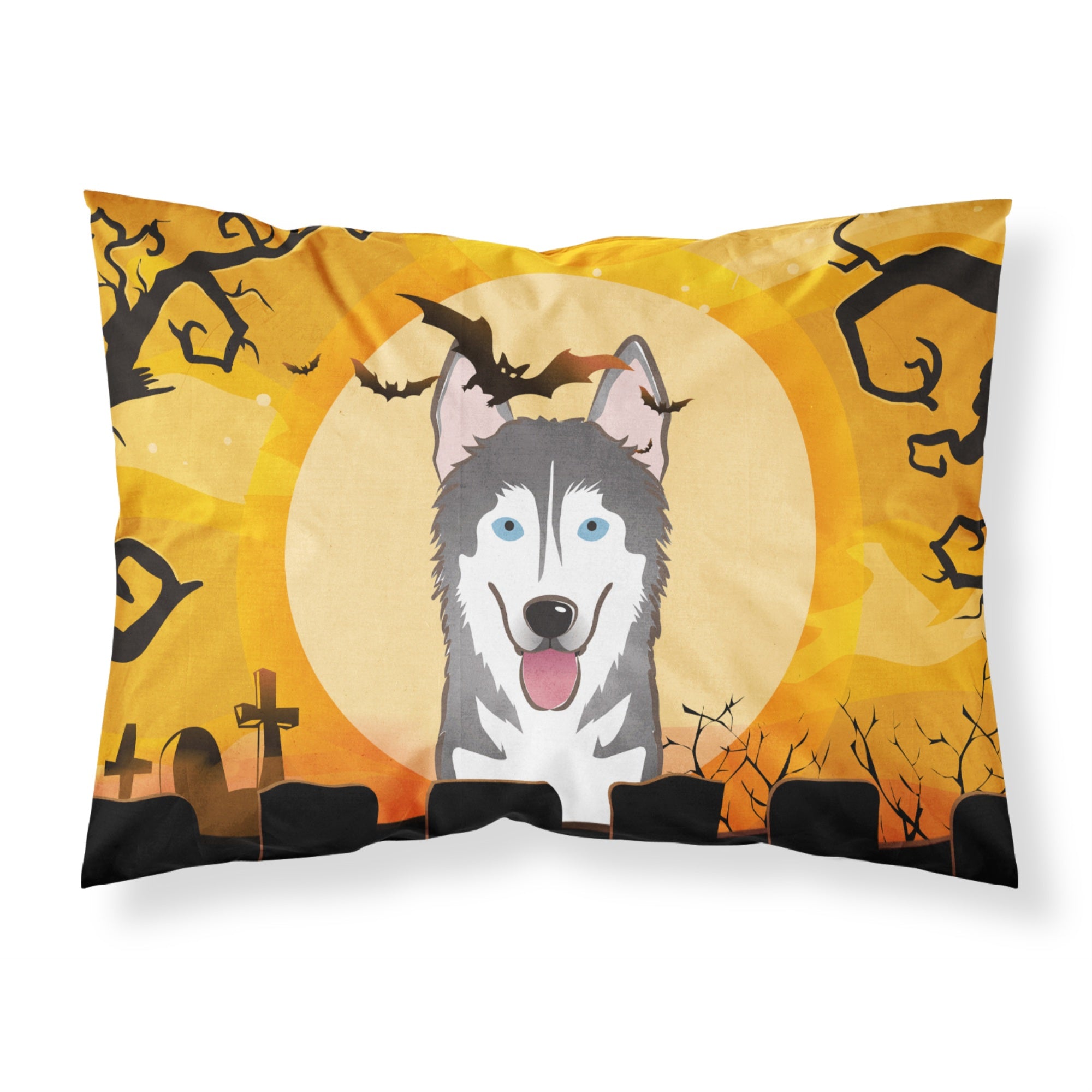 'Caroline'S Treasures Bb1776Pillowcase Halloween Alaskan Malamute Fabric Standard Pillowcase, Large, Multicolor'