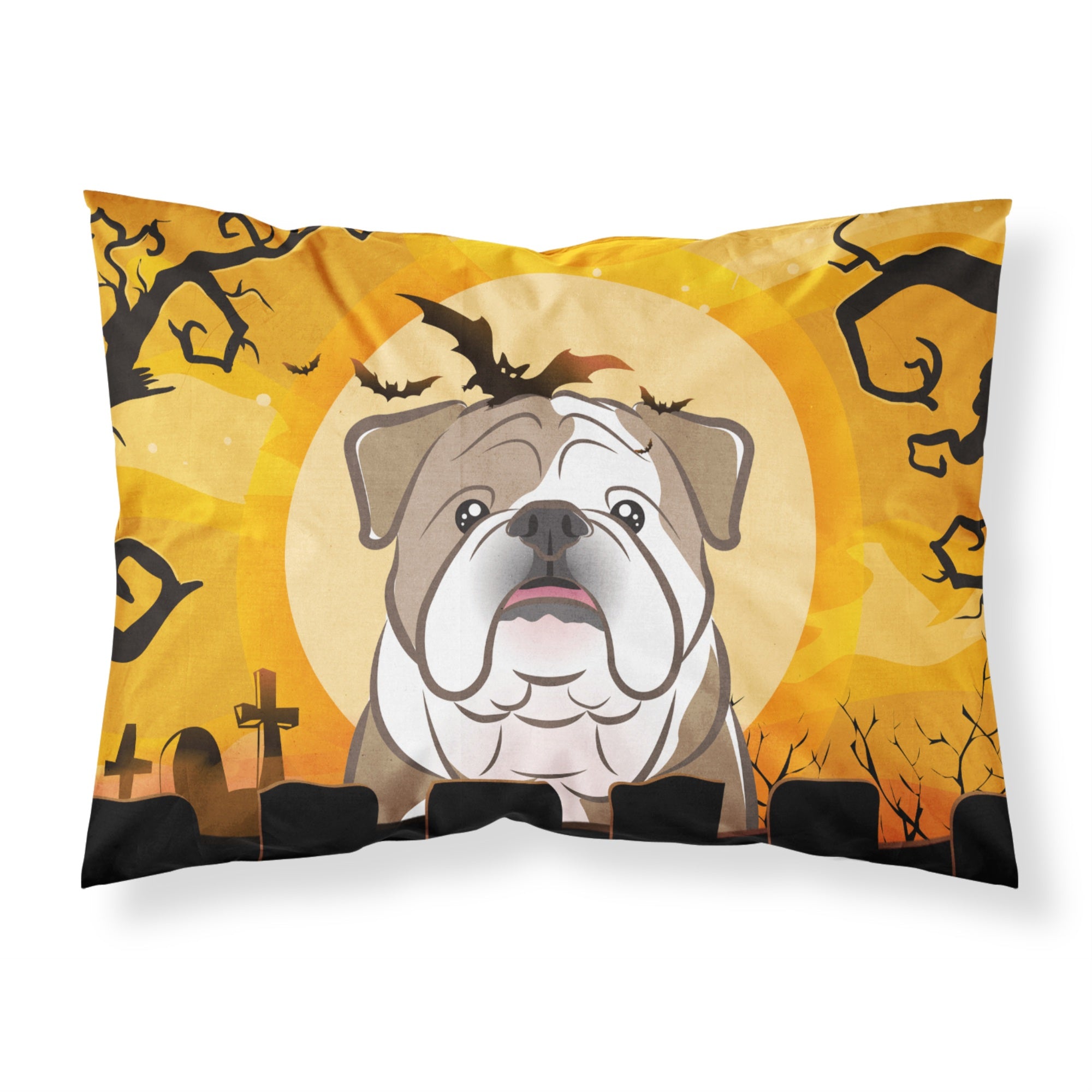'Caroline'S Treasures Bb1777Pillowcase Halloween English Bulldog Fabric Standard Pillowcase, Large, Multicolor'
