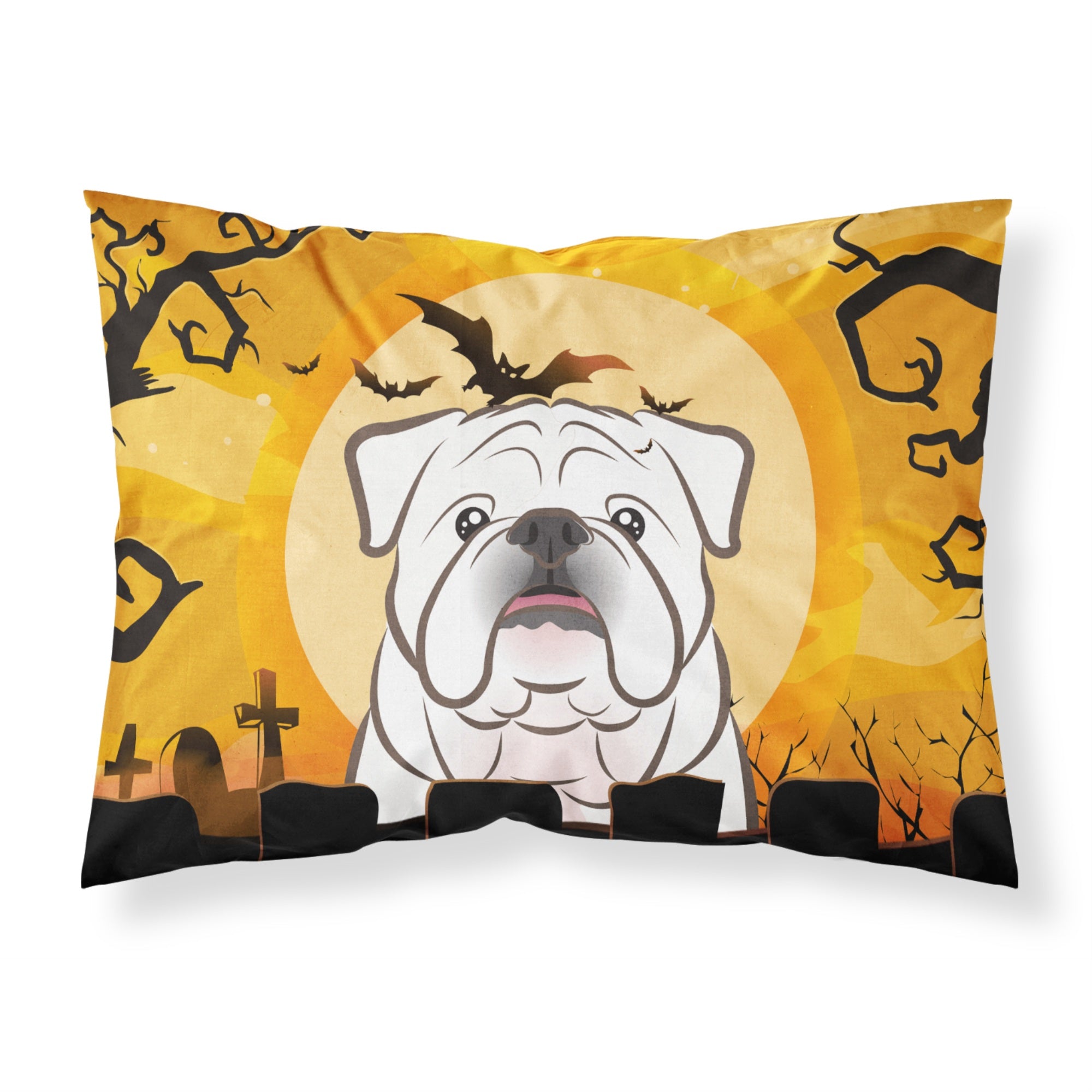'Caroline'S Treasures Bb1778Pillowcase Halloween White English Bulldog Fabric Standard Pillowcase, Large, Multicolor'