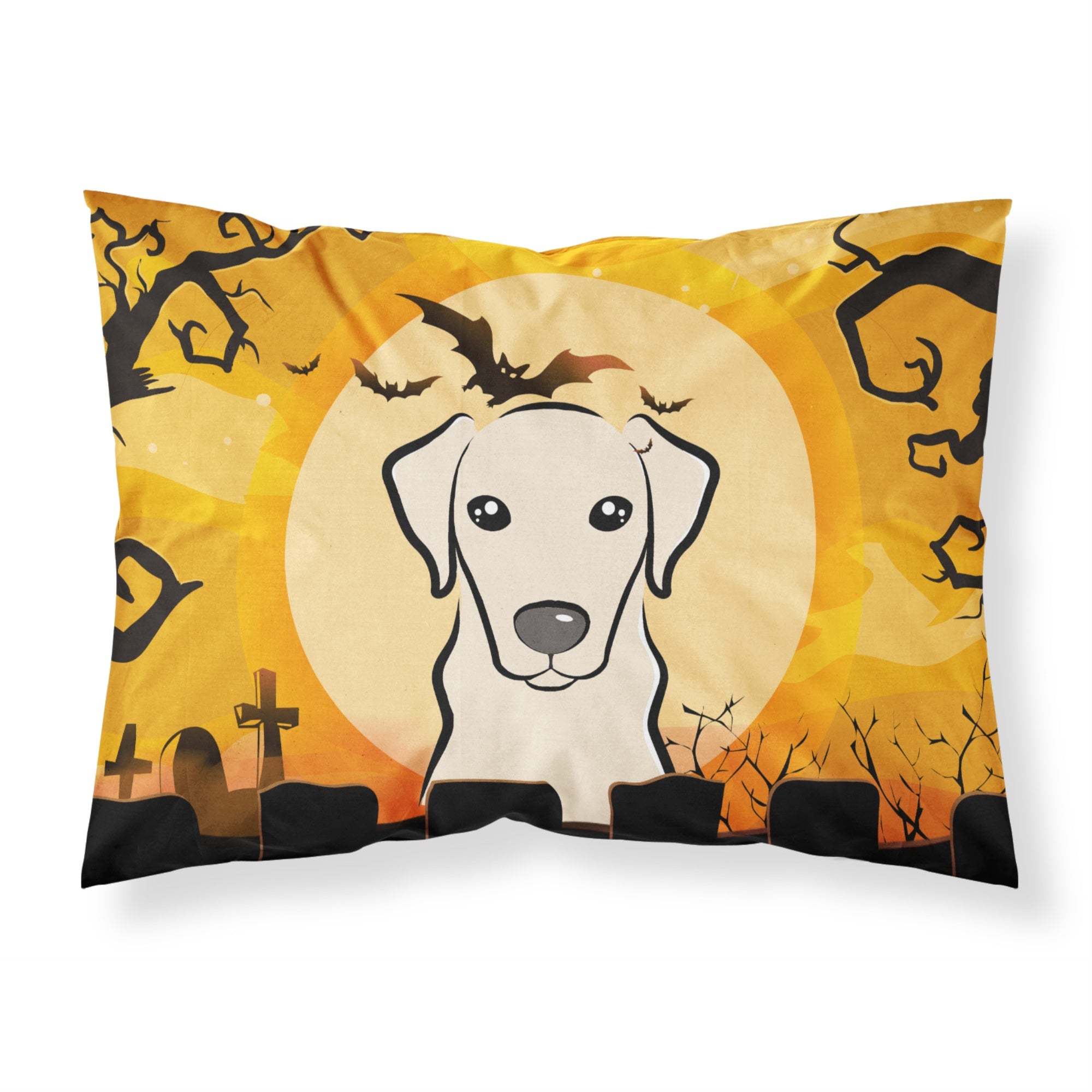 'Caroline'S Treasures Bb1780Pillowcase Halloween Yellow Labrador Fabric Standard Pillowcase, Large, Multicolor'