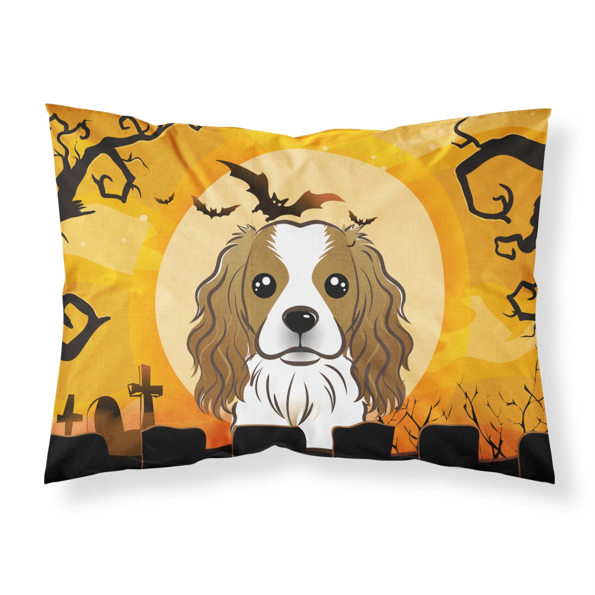 'Caroline'S Treasures Bb1782Pillowcase Halloween Cavalier Spaniel Fabric Standard Pillowcase, Large, Multicolor'
