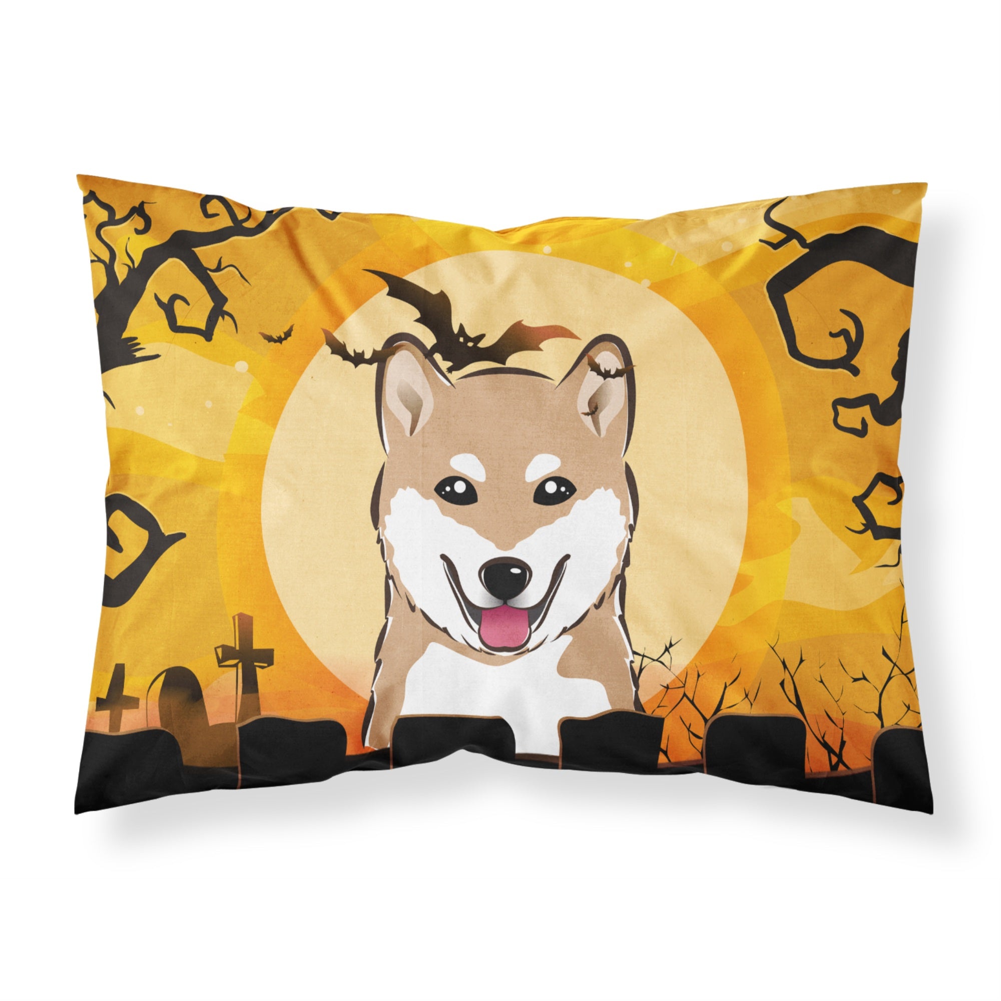 'Caroline'S Treasures Bb1783Pillowcase Halloween Shiba Inu Fabric Standard Pillowcase, Large, Multicolor'