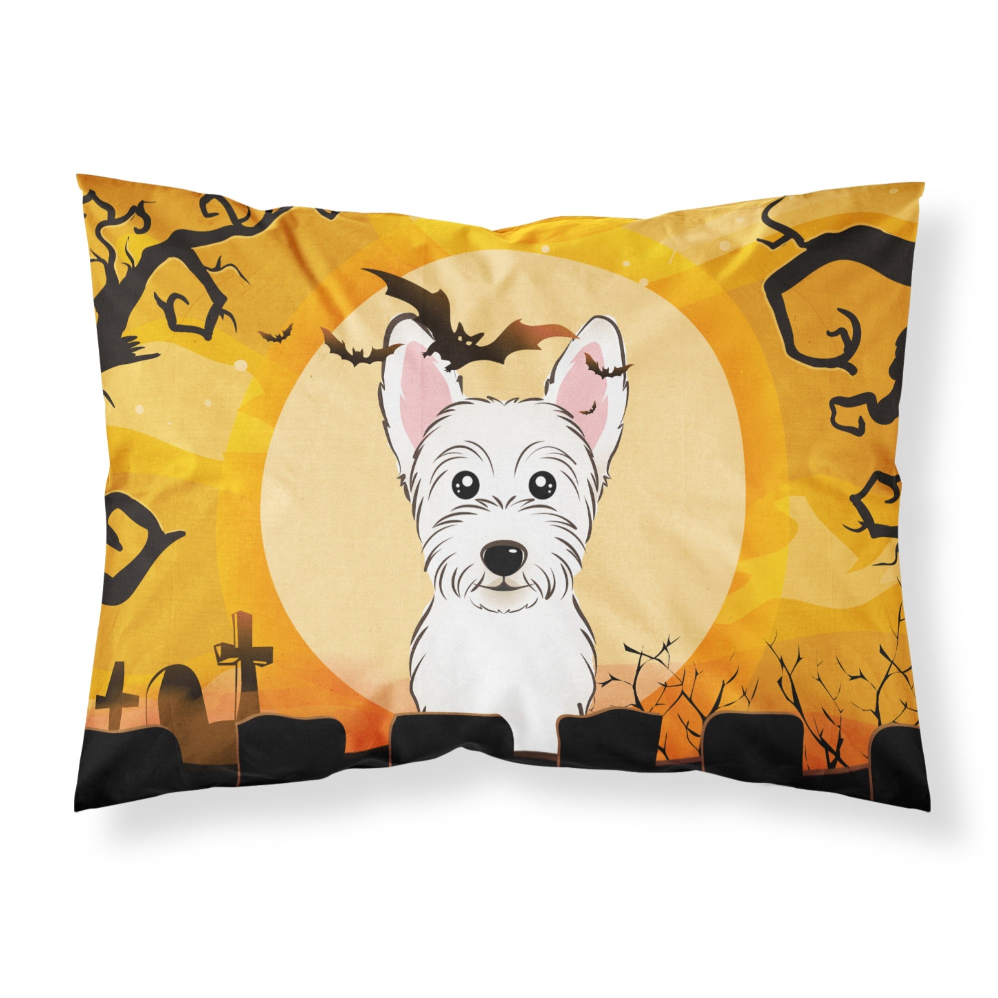 'Caroline'S Treasures Bb1784Pillowcase Halloween Westie Fabric Standard Pillowcase, Large, Multicolor'