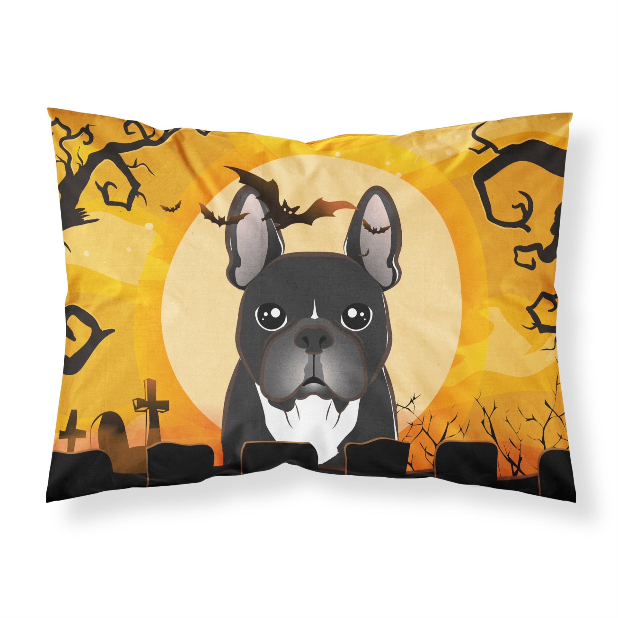 'Caroline'S Treasures Bb1785Pillowcase Halloween French Bulldog Fabric Standard Pillowcase, Large, Multicolor'