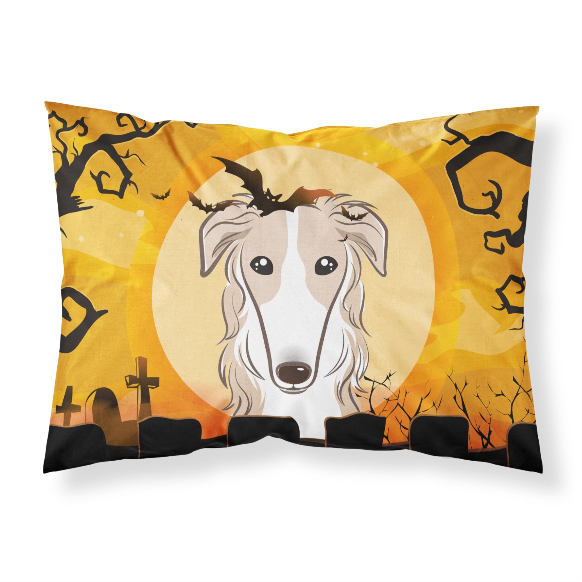 'Caroline'S Treasures Bb1786Pillowcase Halloween Borzoi Fabric Standard Pillowcase, Large, Multicolor'