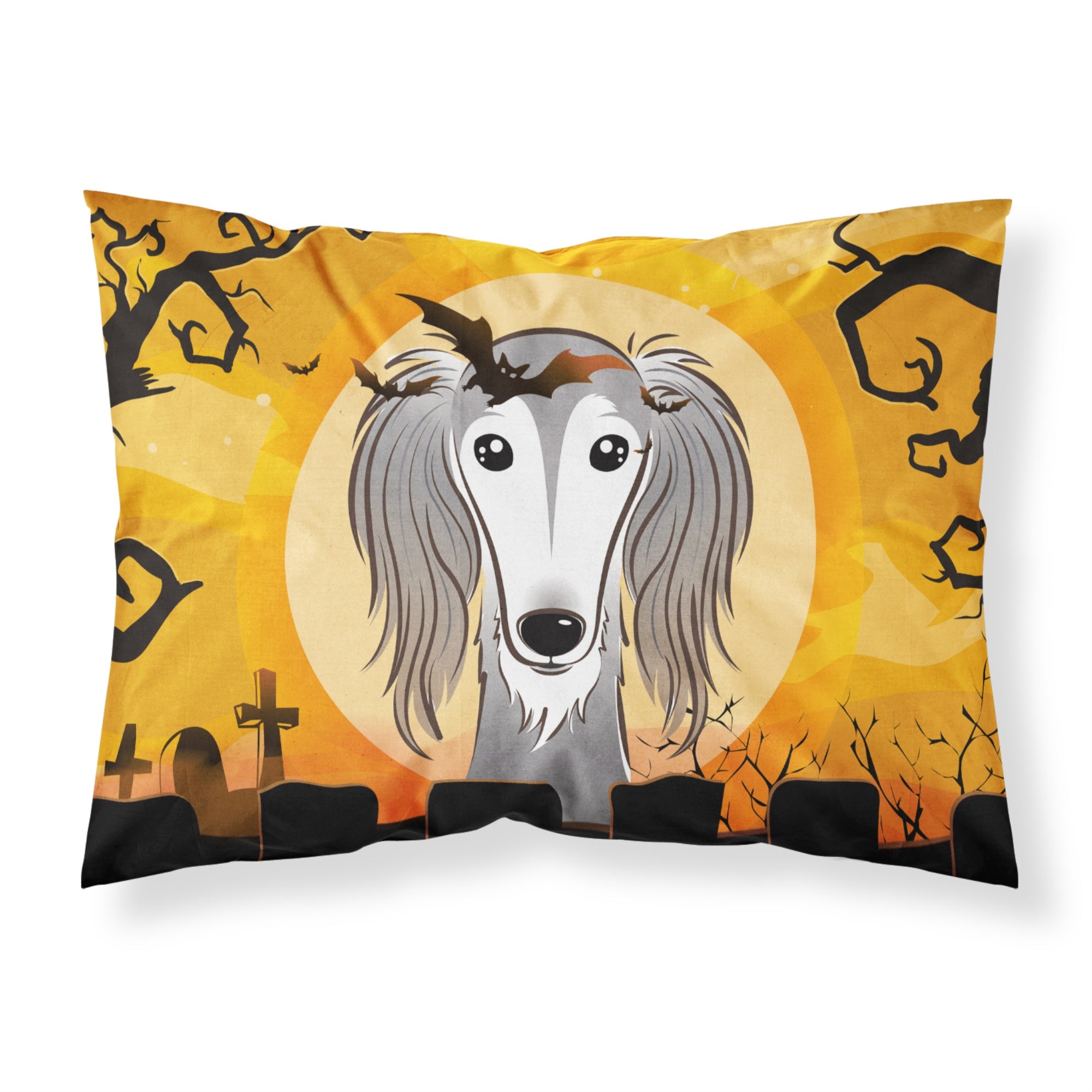 'Caroline'S Treasures Bb1787Pillowcase Halloween Saluki Fabric Standard Pillowcase, Large, Multicolor'