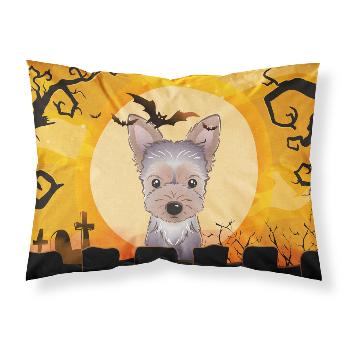 'Caroline'S Treasures Bb1790Pillowcase Halloween Yorkie Puppy Fabric Standard Pillowcase, Large, Multicolor'
