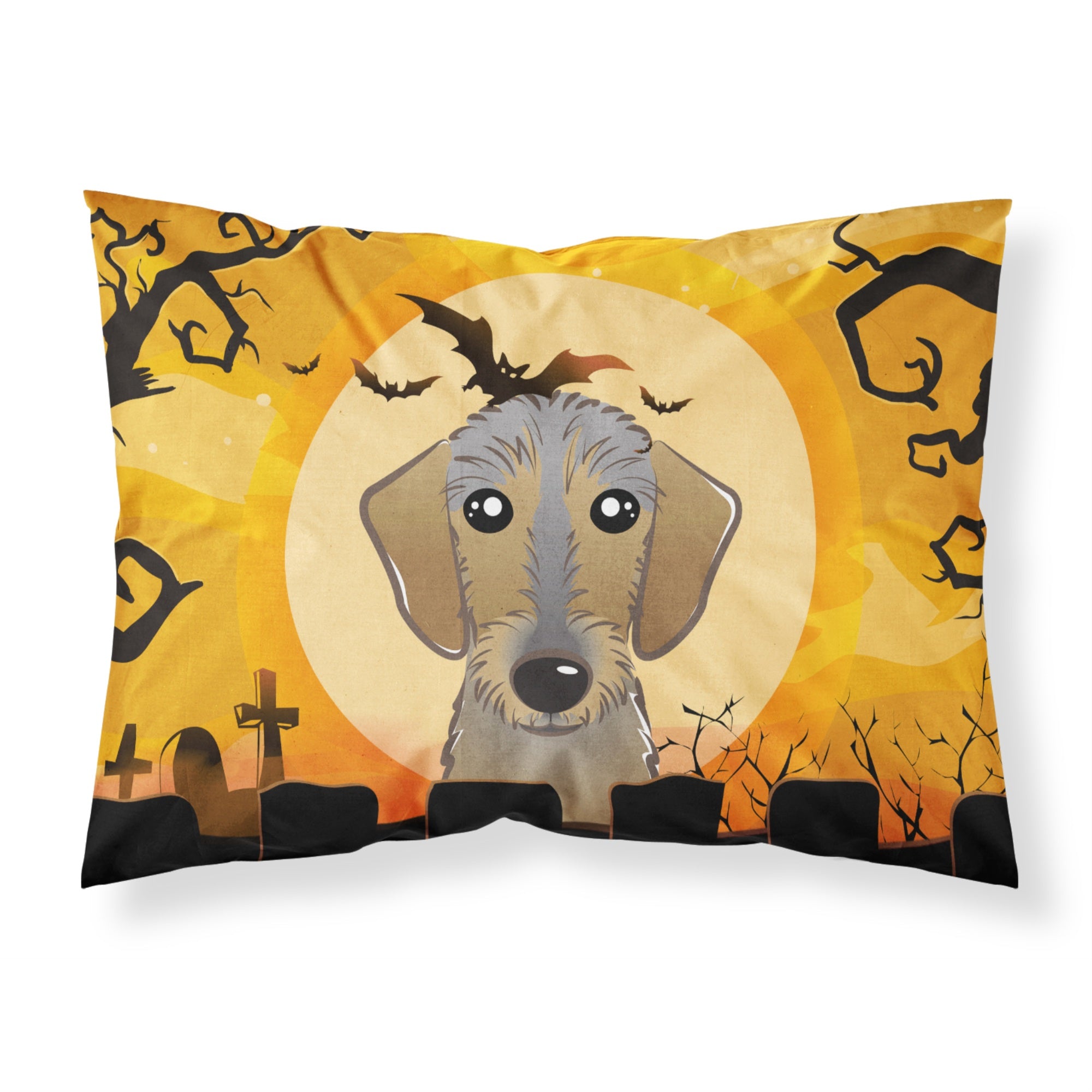 'Caroline'S Treasures Bb1791Pillowcase Halloween Wirehaired Dachshund Fabric Standard Pillowcase, Large, Multicolor'