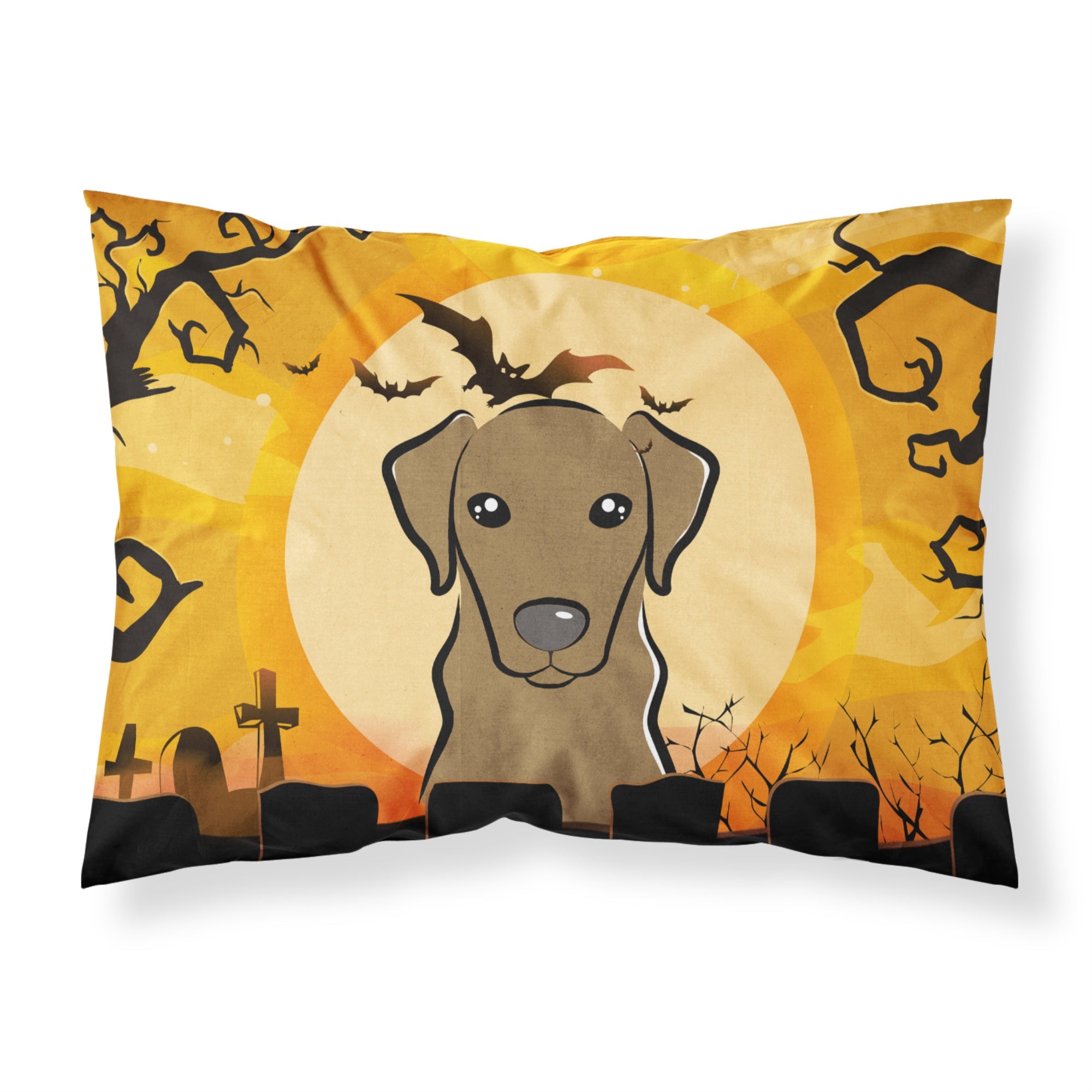 'Caroline'S Treasures Bb1792Pillowcase Halloween Chocolate Labrador Fabric Standard Pillowcase, Large, Multicolor'