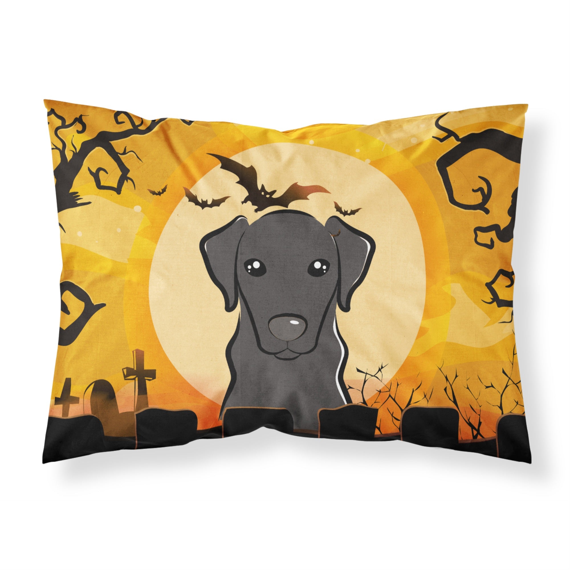 'Caroline'S Treasures Bb1793Pillowcase Halloween Black Labrador Fabric Standard Pillowcase, Large, Multicolor'