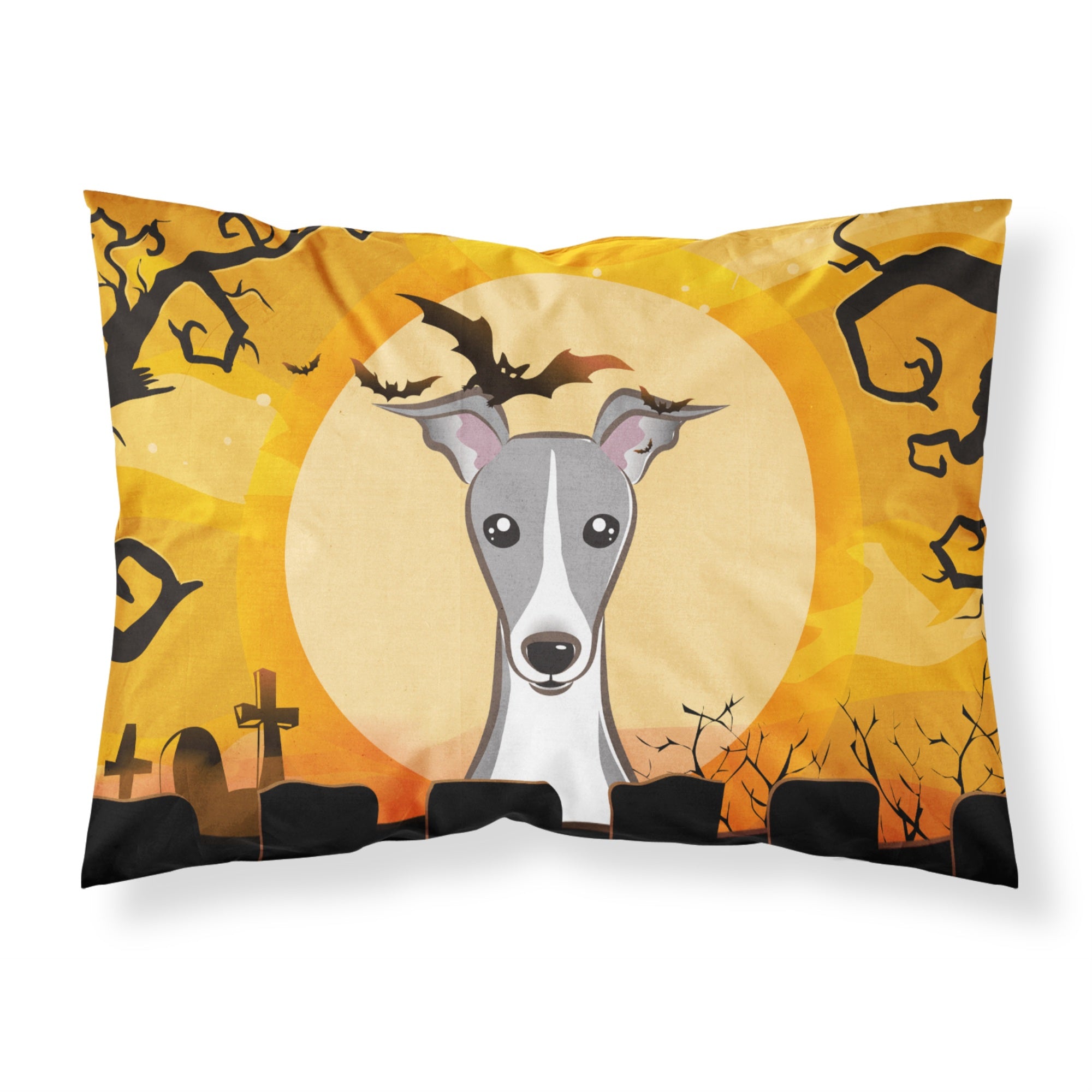 'Caroline'S Treasures Bb1794Pillowcase Halloween Italian Greyhound Fabric Standard Pillowcase, Large, Multicolor'