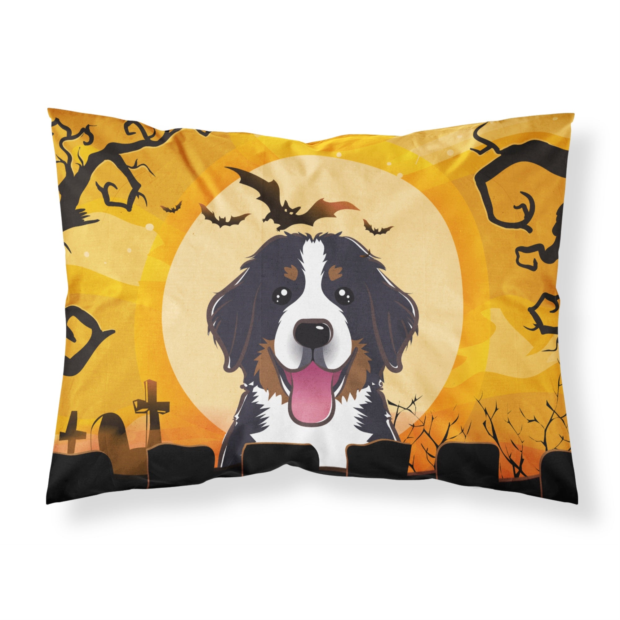 'Caroline'S Treasures Bb1795Pillowcase Halloween Bernese Mountain Dog Fabric Standard Pillowcase, Large, Multicolor'