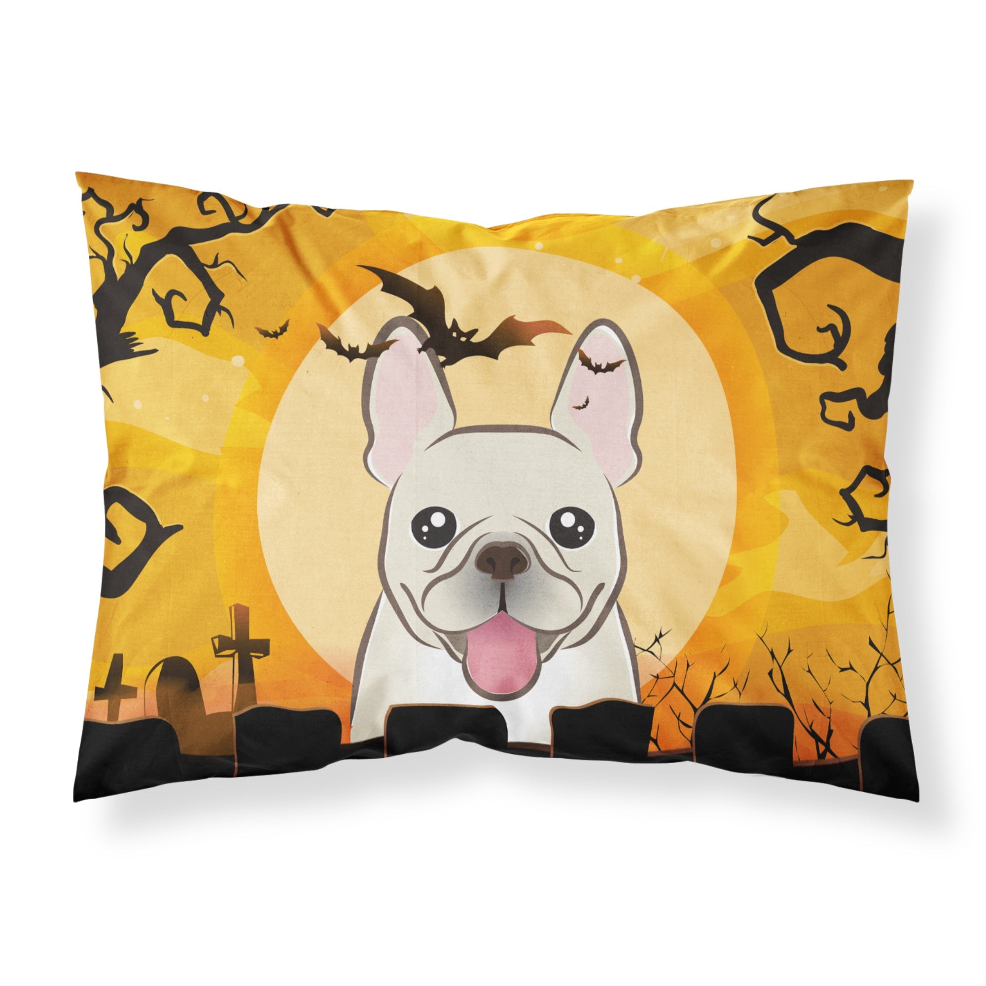 'Caroline'S Treasures Bb1796Pillowcase Halloween French Bulldog Fabric Standard Pillowcase, Large, Multicolor'