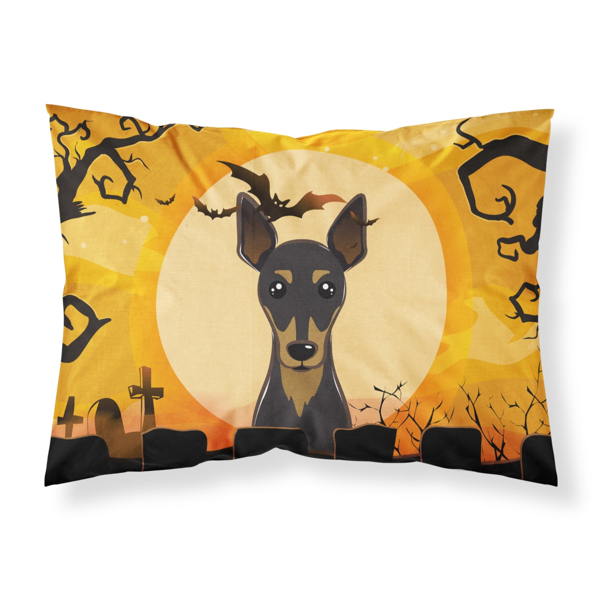 'Caroline'S Treasures Bb1798Pillowcase Halloween Min Pin Fabric Standard Pillowcase, Large, Multicolor'